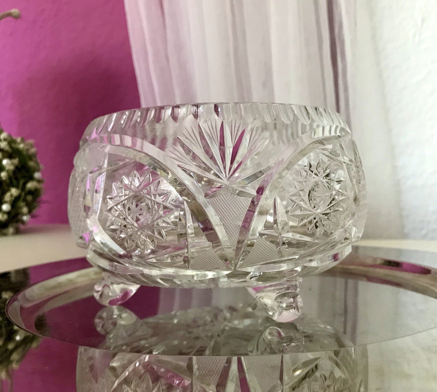 Alt Vintage Bleikristall Bonboniere Schale Glas edel Kristallglas PRL Polen