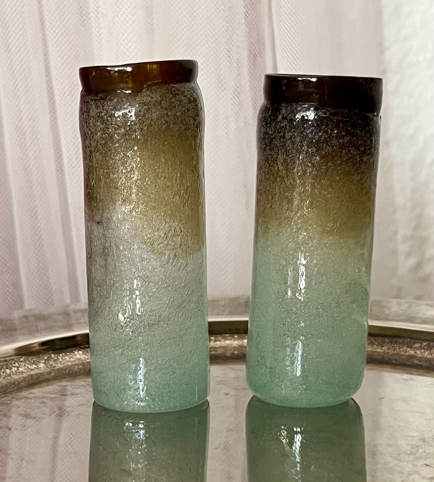Antik 2 Schnaps Becher Glasvasen Glas Murano Pulegoso Napoleone Martinuzzi