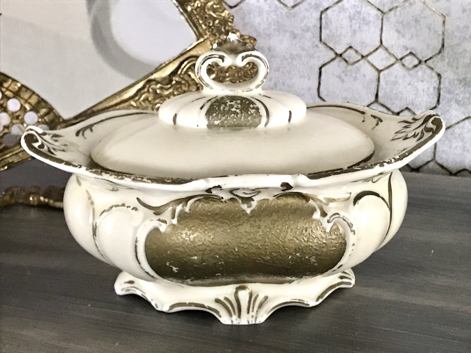 Antik Art Déco Porzellan Dose 02 Deckeldose Schatulle Bonboniere Neu-Tettau 1930