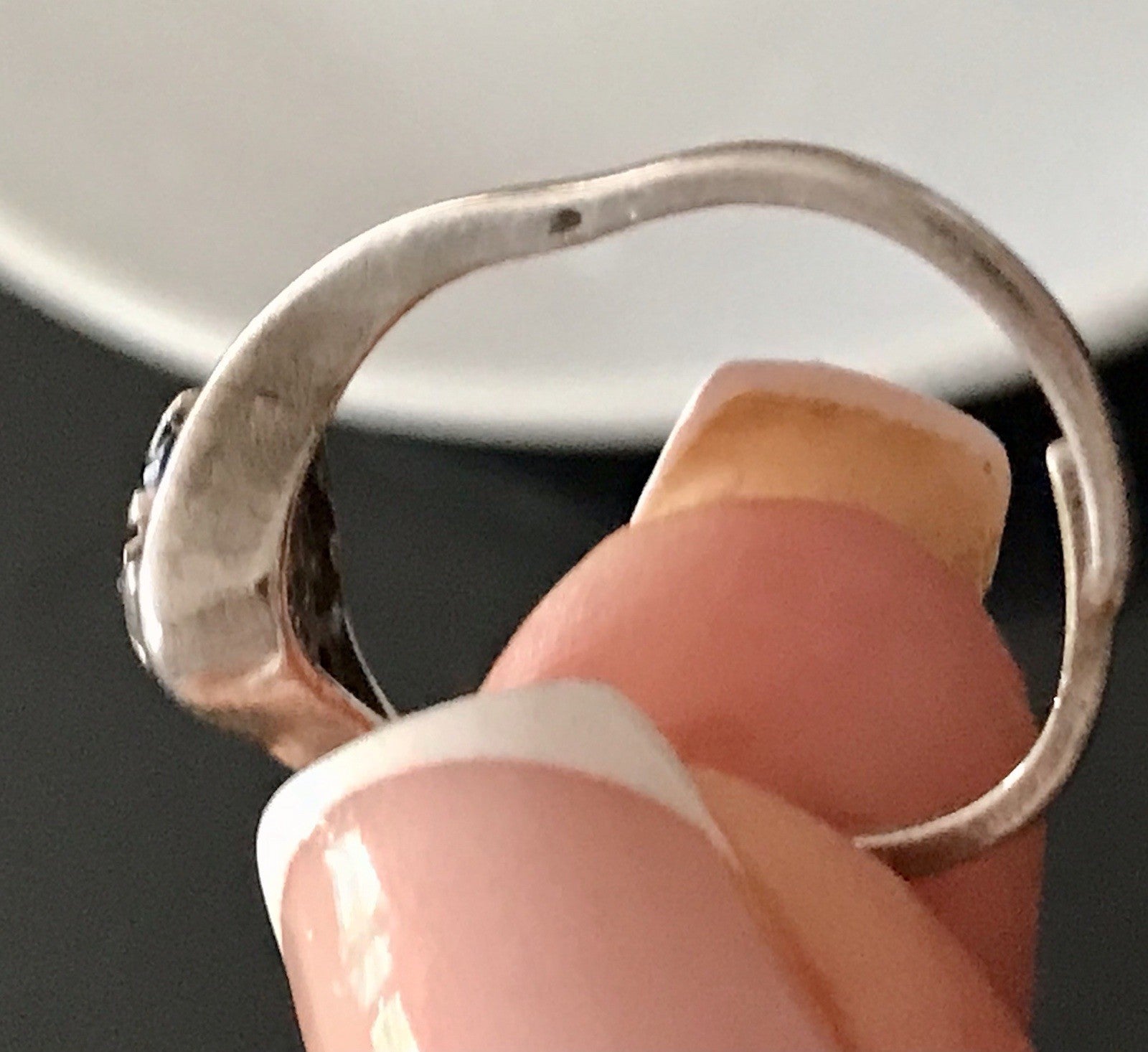 Antik ? Art Déco Damen Ring blaue farblose Steine Silber 925 Gr.51 52 Teka