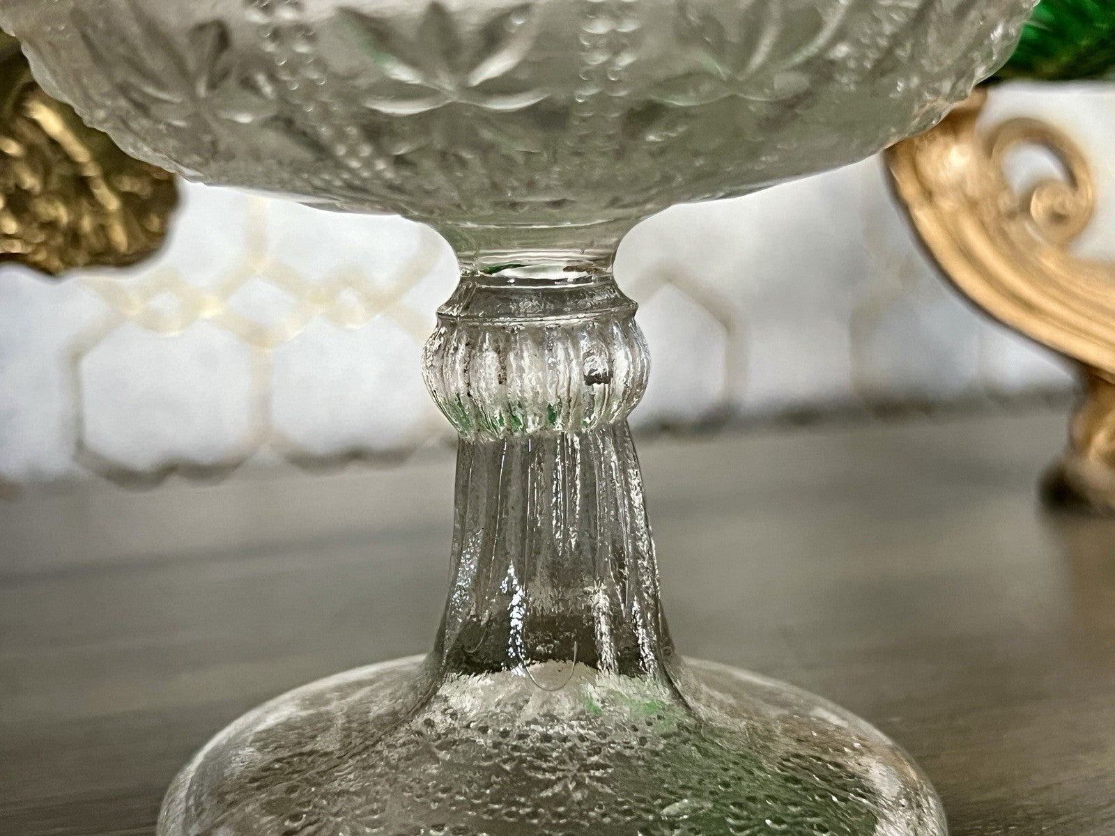 Antik Jugendstil Art Déco Pressglas Glas Fußschale Schale Zuckerschale