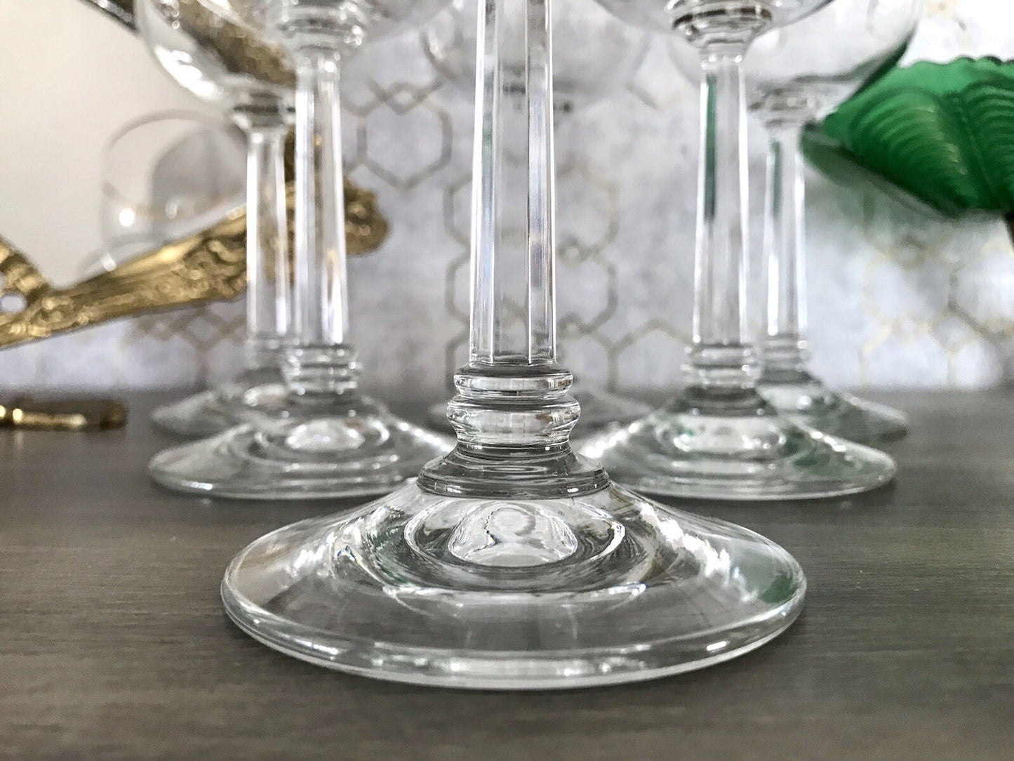 Art Déco Stil 6 Gläser Weingläser Rotweingläser Glas Goldrand Lausitzer
