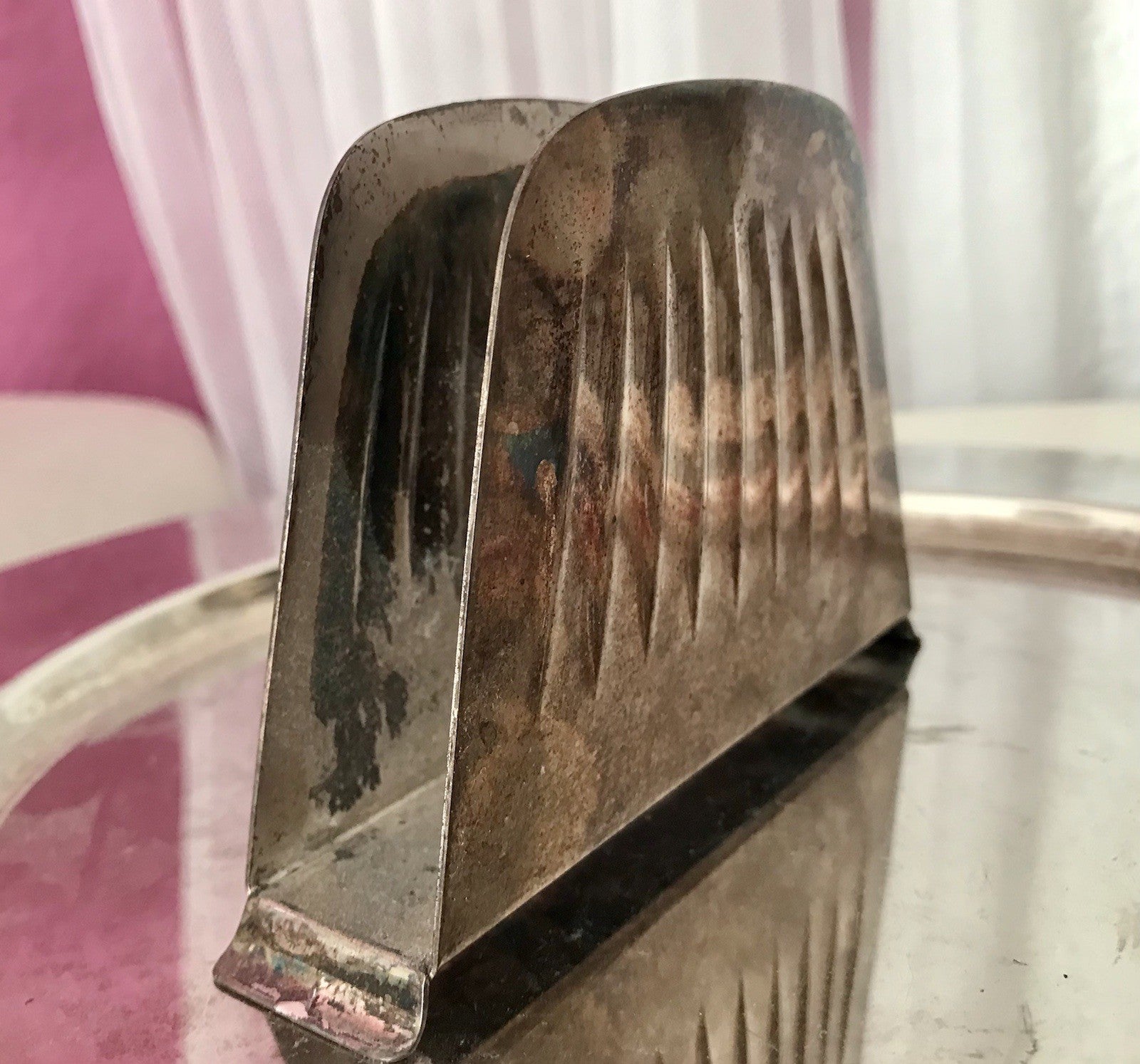 Vintage Mid Century String-Ära 60er Serviettenhalter versilbert