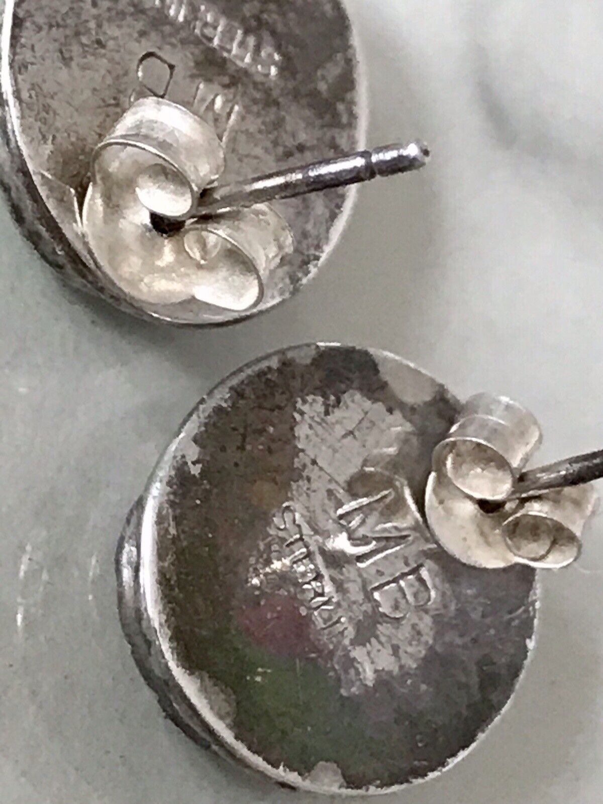 Vintage Ohrringe Ohrstecker DAMEN Silber mit Opal 925 Ohrstecker MB Edel