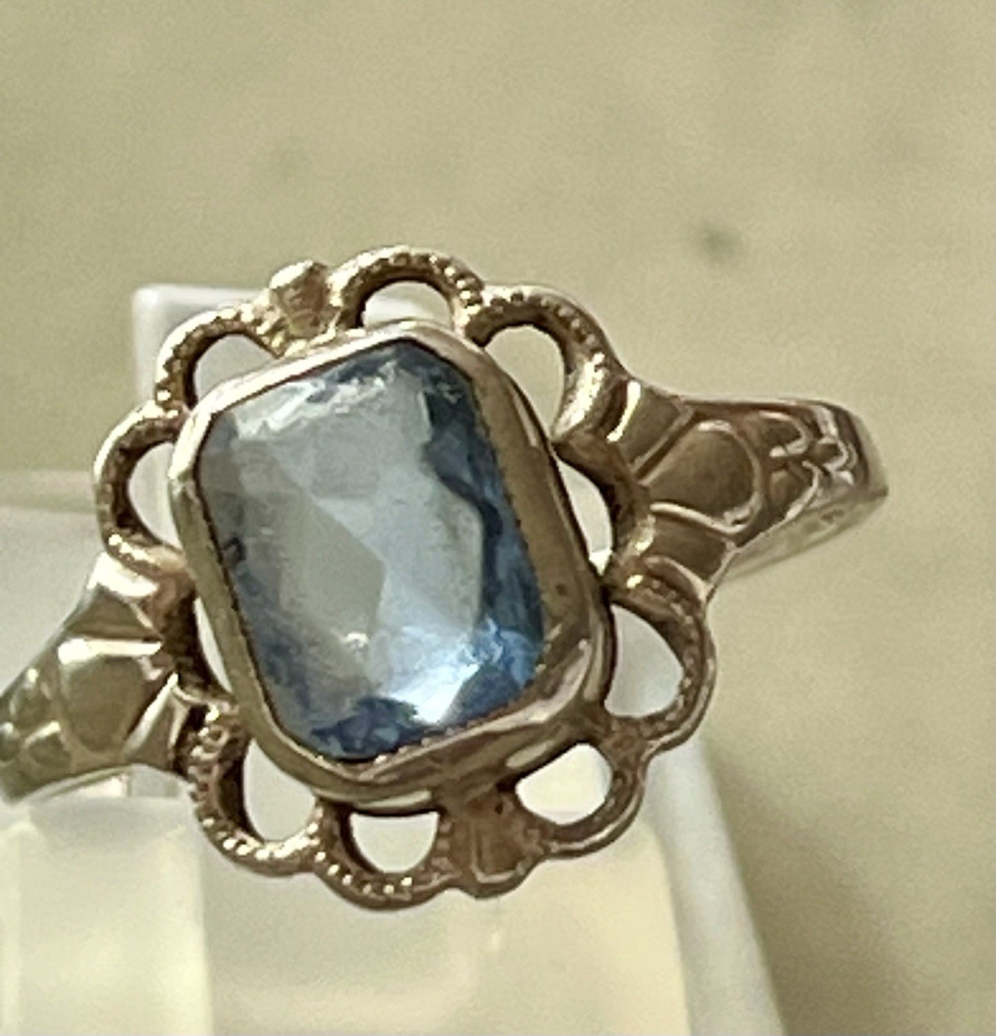 Antik Jugendstil blauer Stein DAMEN RING 835 Silber SUPER Gr.51