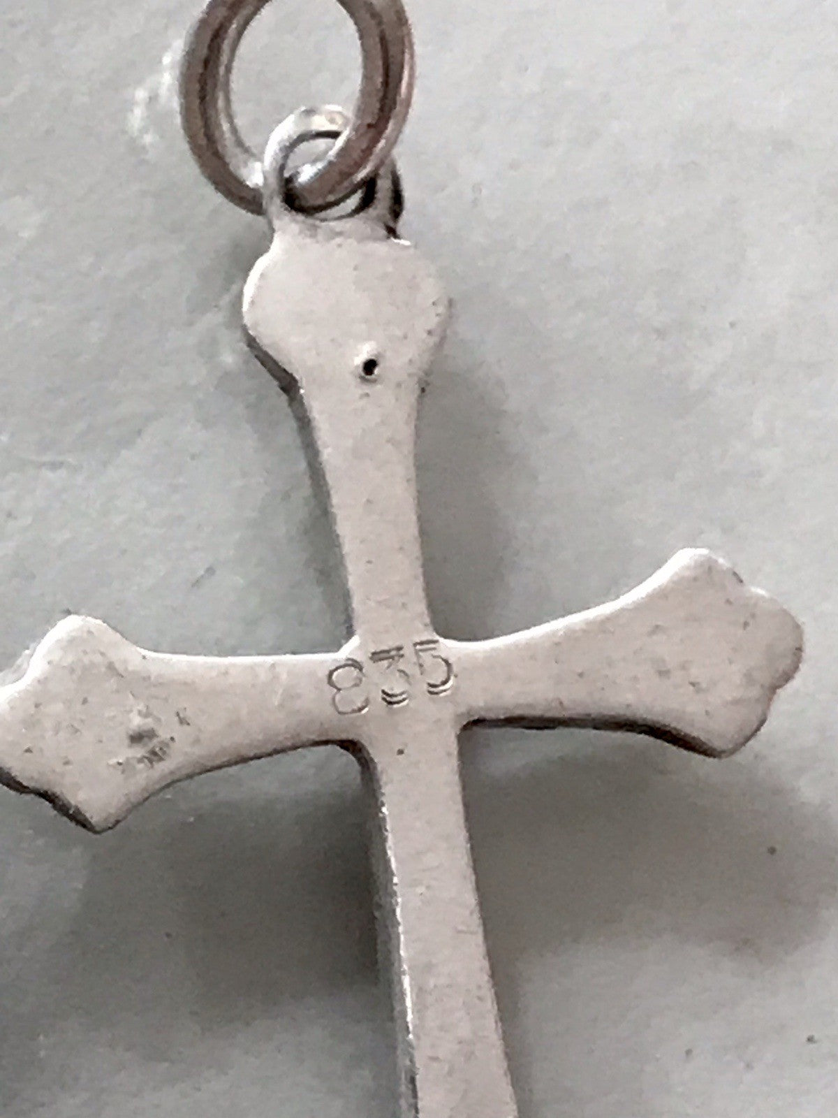 Antik Echtsilber 835 Silber Kreuz Anhänger Kettenanhänger farblose Steine