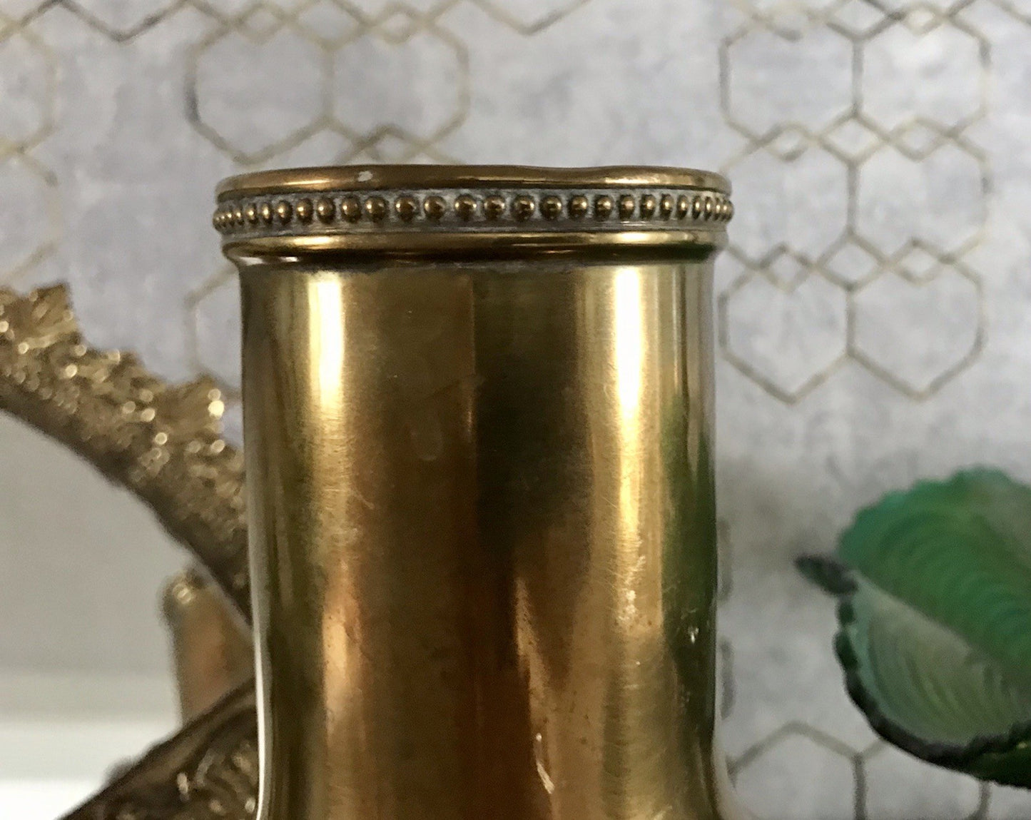 Antik WMF Straußenmarke Jugendstil Art Déco Messing Vase Relief