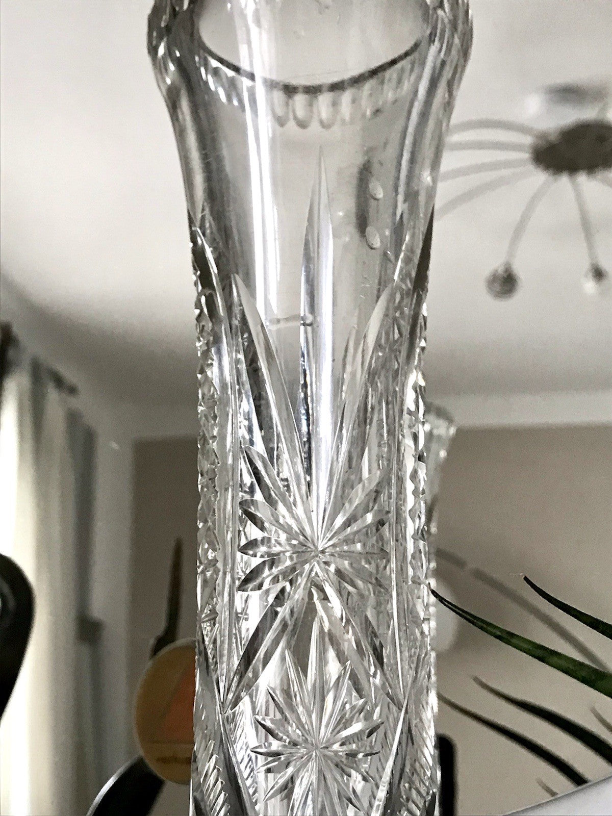 Antik Vase Glasvase Kristallglas geschliffen Jugendstil Art Déco