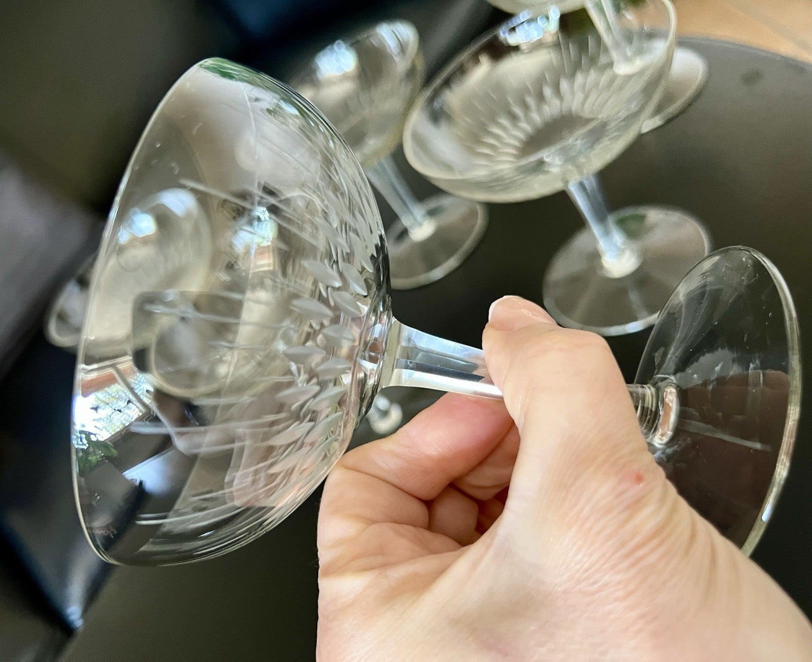 Vintage 60er  4 Champagnerschalen Sektschalen Kristallglas