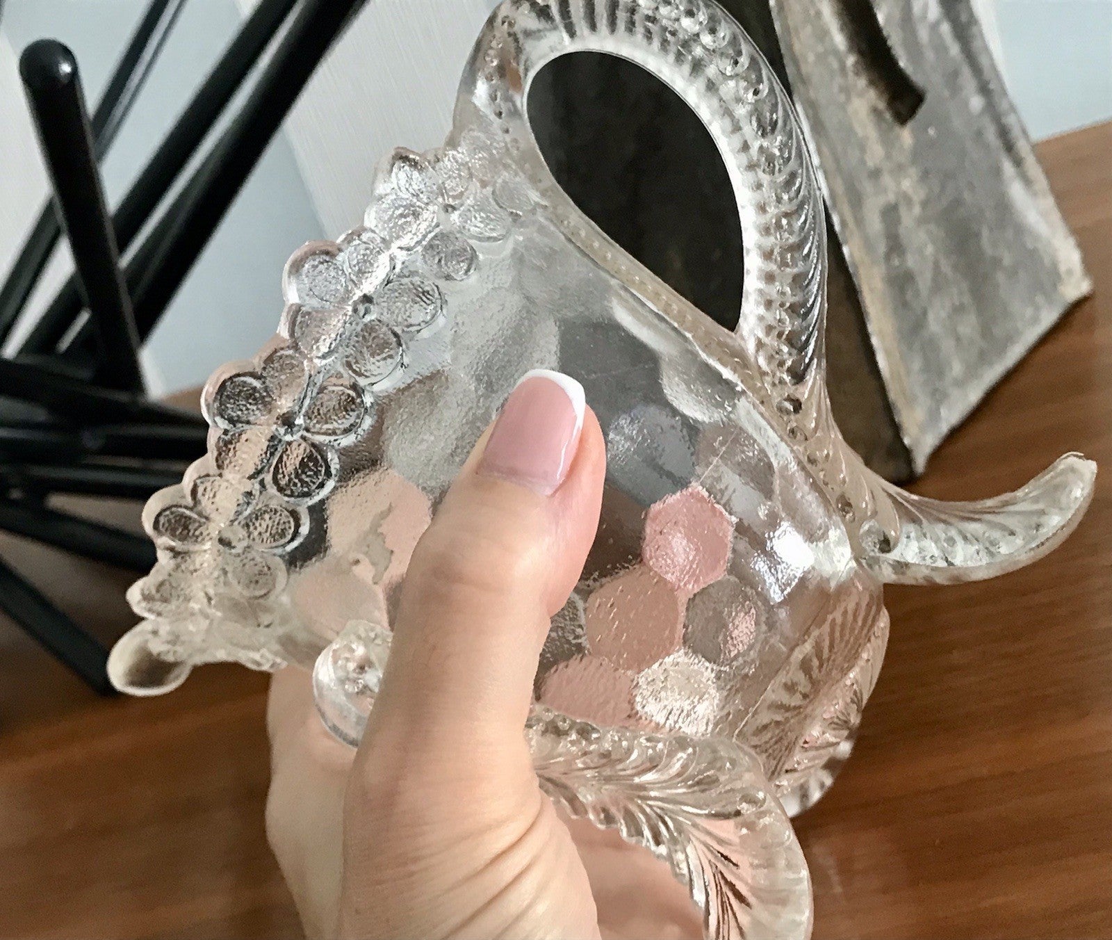 Antik Pressglas Sahnegießer Milchkännchen Kännchen Glas selten ungewöhnlich WOW