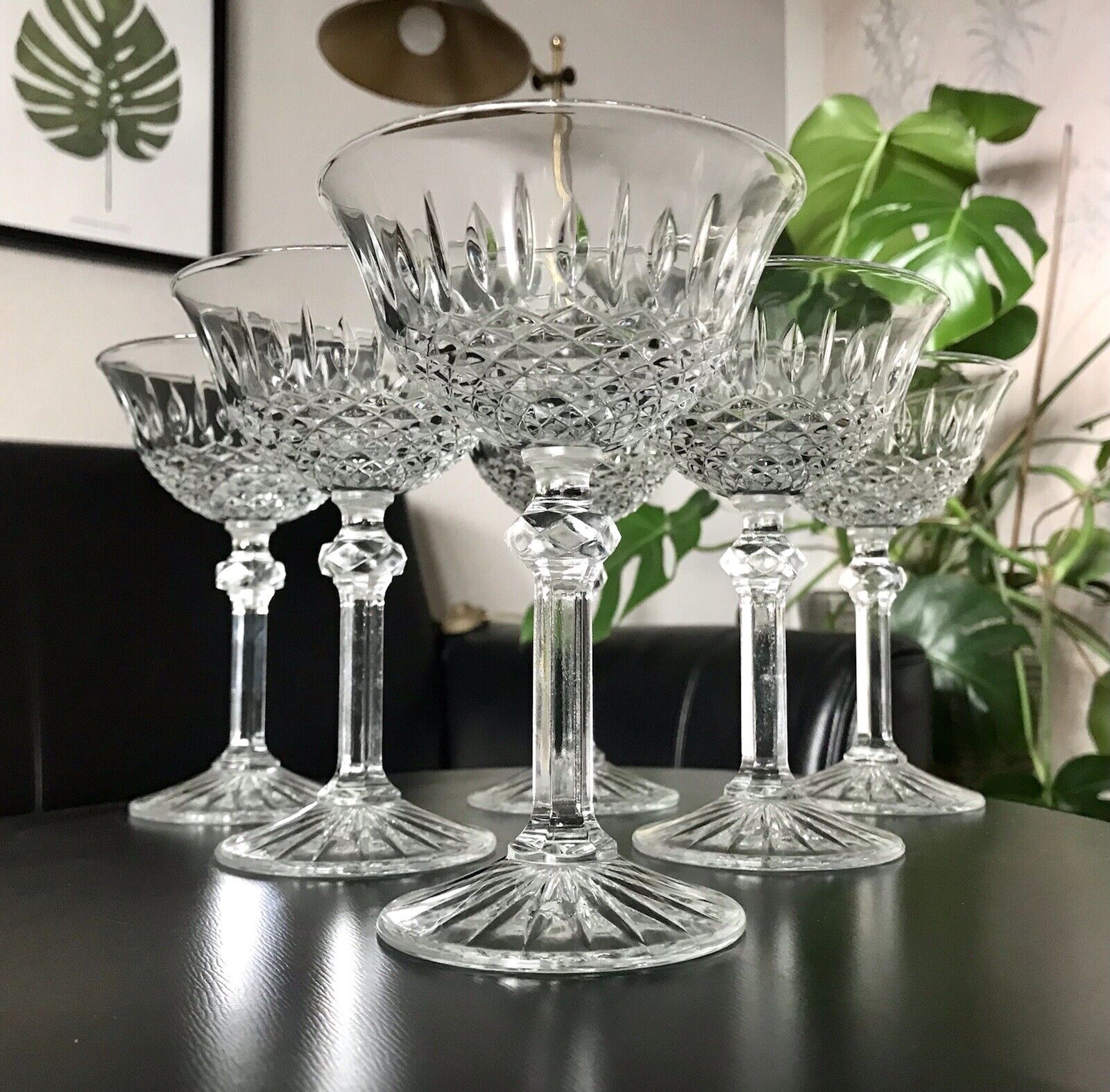 Vintage 6 Sekt Champagnerschalen Gläser Sektschalen Glas