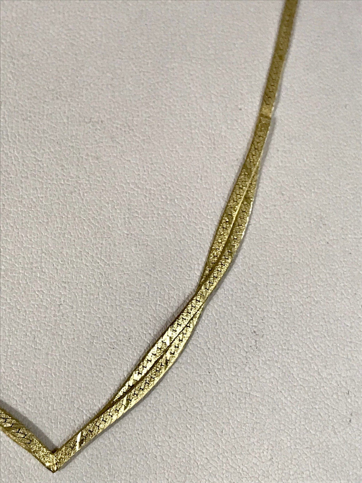 Alt Edel Vintage 925 Silber vergoldet Collier Halskette V-Form Schlangenmuster