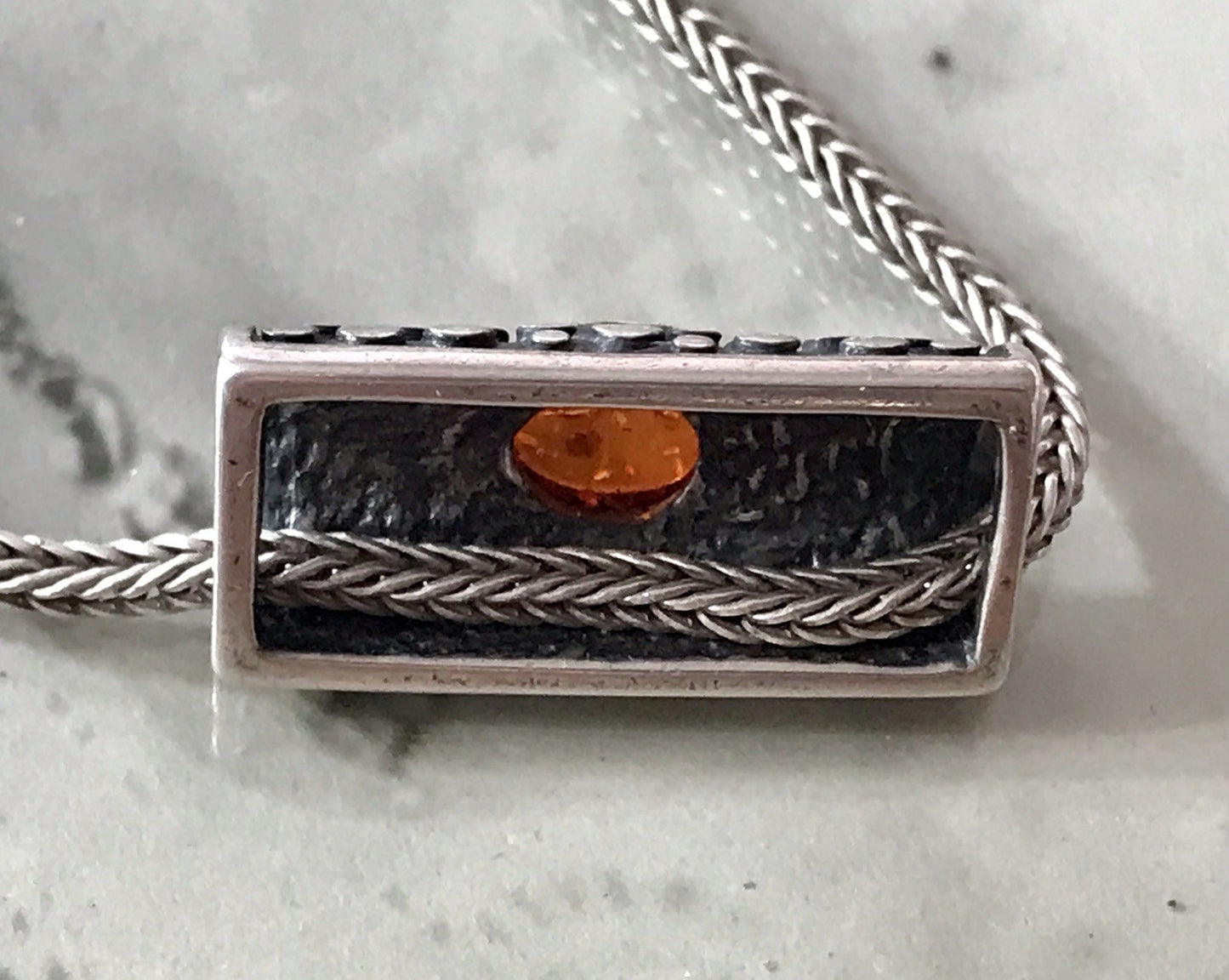 Vintage Edel Halskette 925 Anhänger Kettenanhänger Silber 925 Bernstein