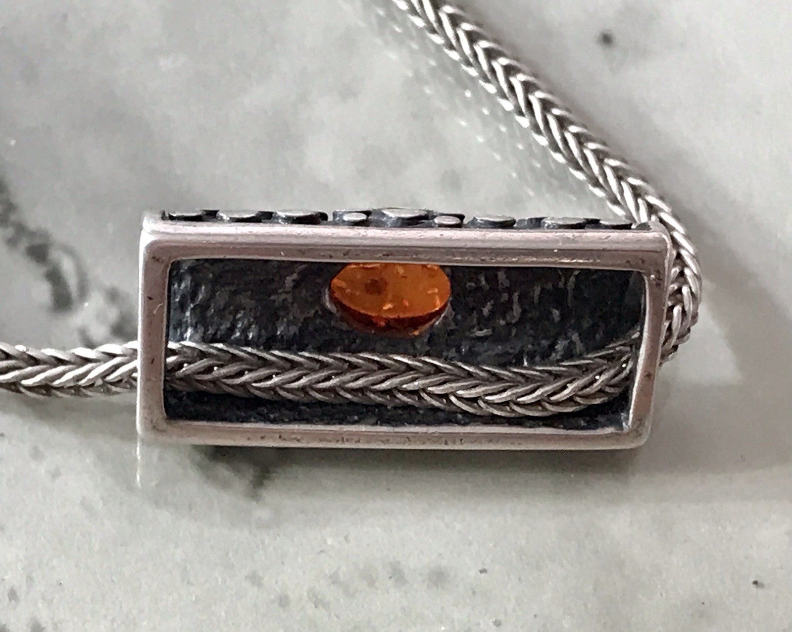 Vintage Edel Halskette 925 Anhänger Kettenanhänger Silber 925 Bernstein