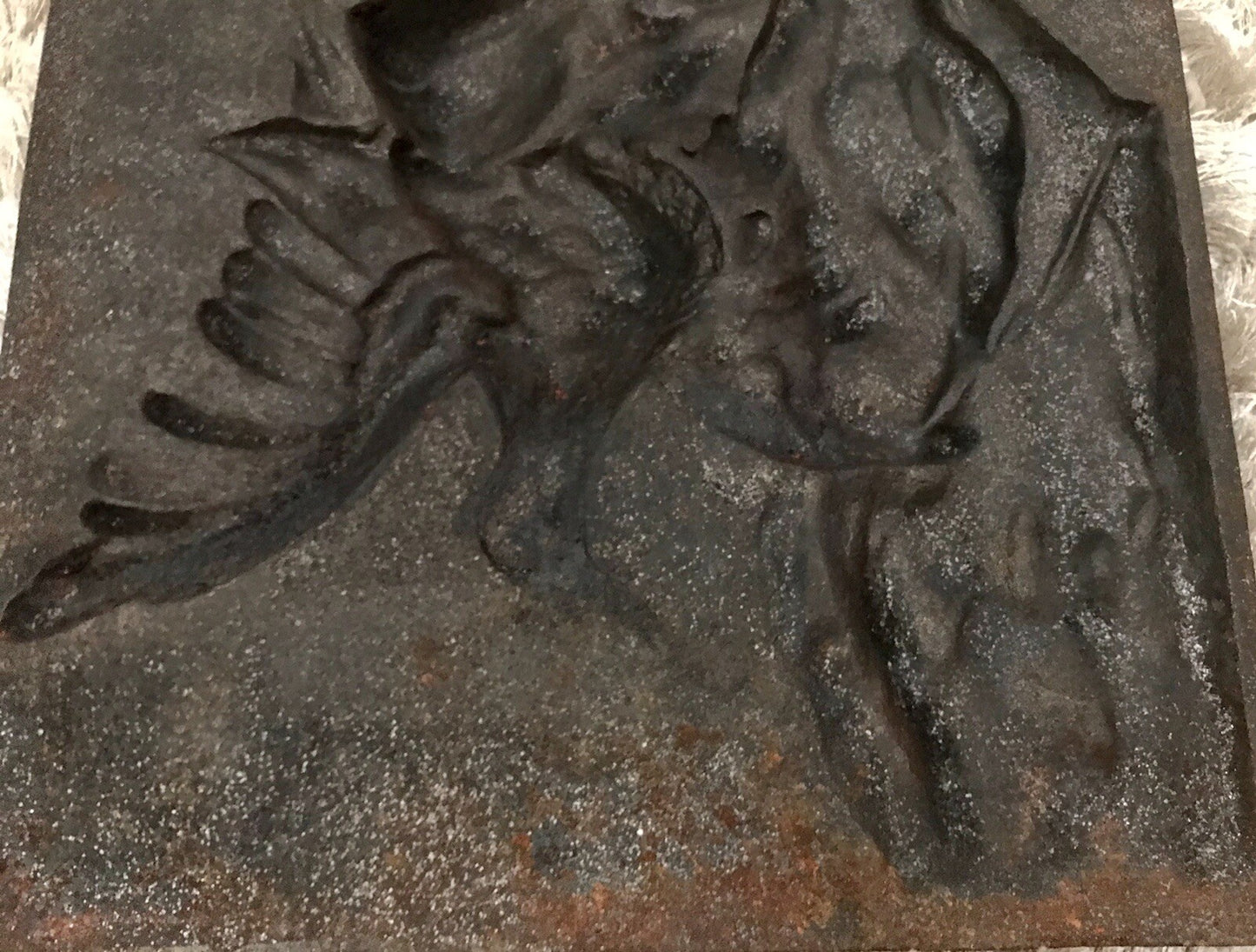 Alt antik? Eisenguss Wandrelief Bild Relief Gusseisen Jagdhund Jagdszene Hund