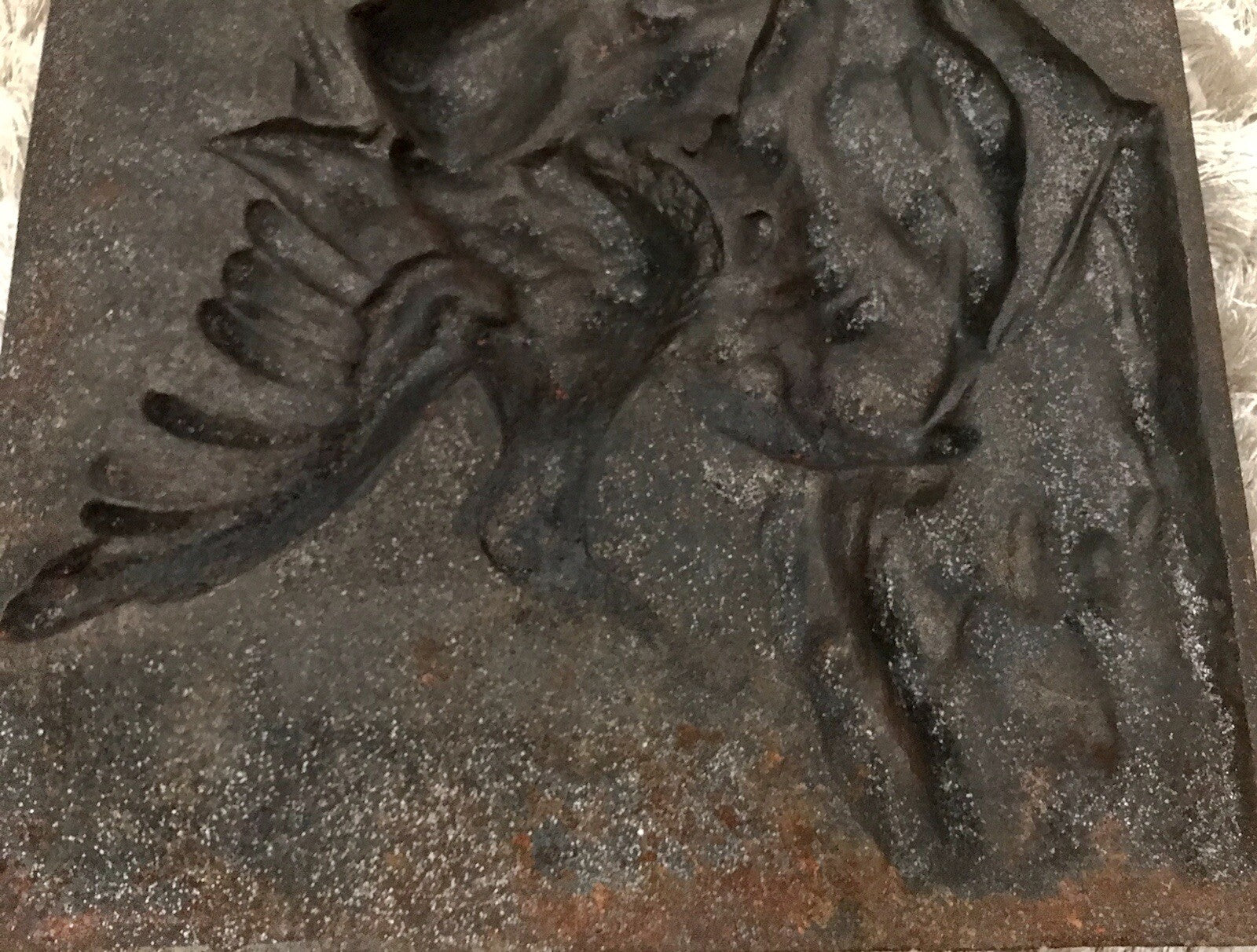 Alt antik? Eisenguss Wandrelief Bild Relief Gusseisen Jagdhund Jagdszene Hund