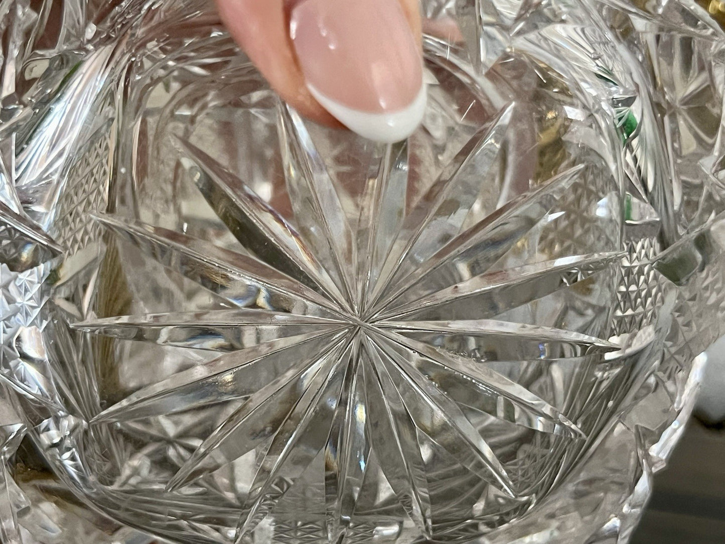 Antik Vintage Art Deco EDEL Glasdose Deckeldose Schatulle Kristallglas Schliff