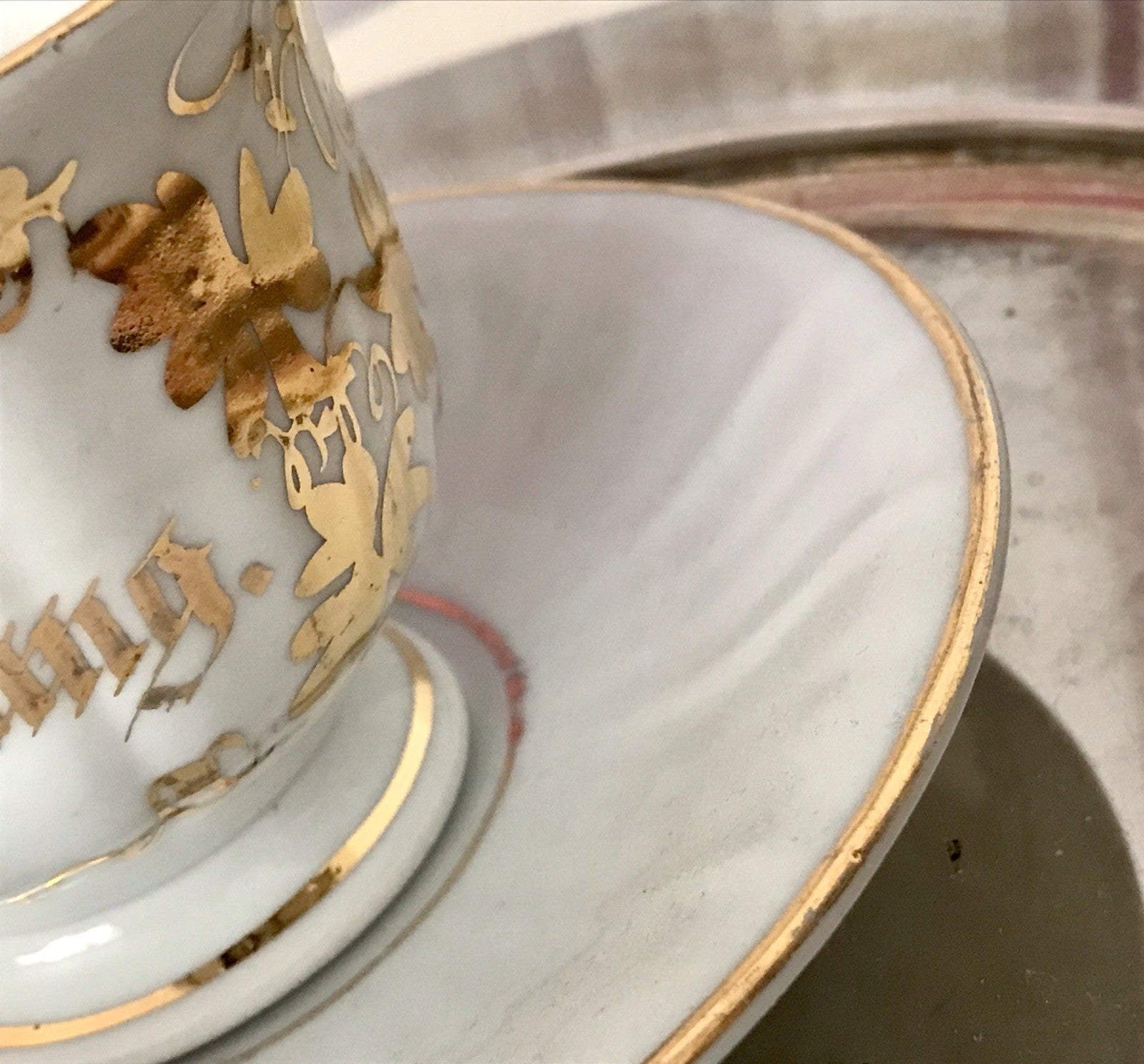 Antik Porzellan Andenken Becher Gedeck Sammeltasse Tasse „Zur Erinnerung“