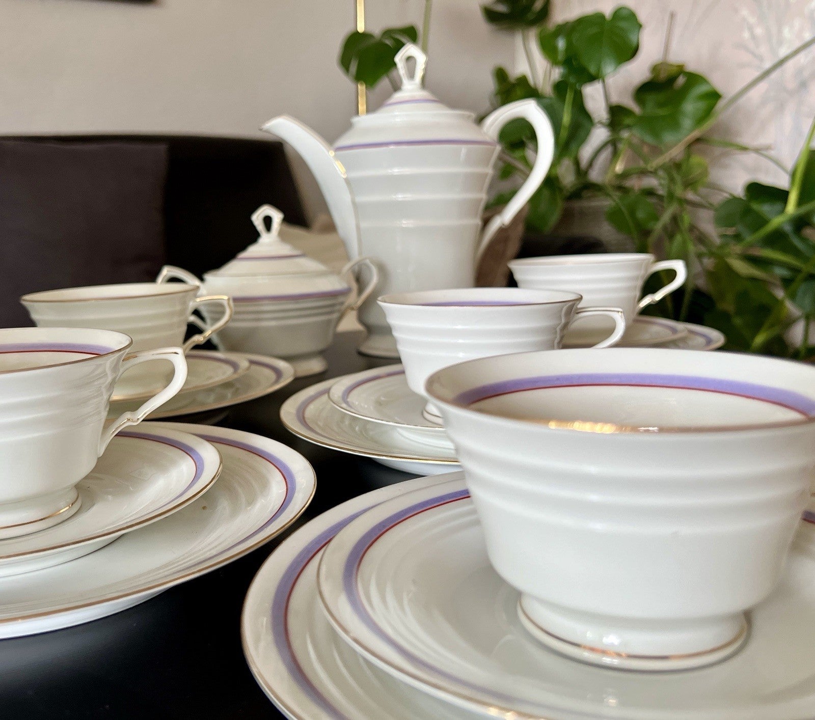 Antik Art Déco Porzellan Kaffeeservice Service 5 Personen Eschenbach