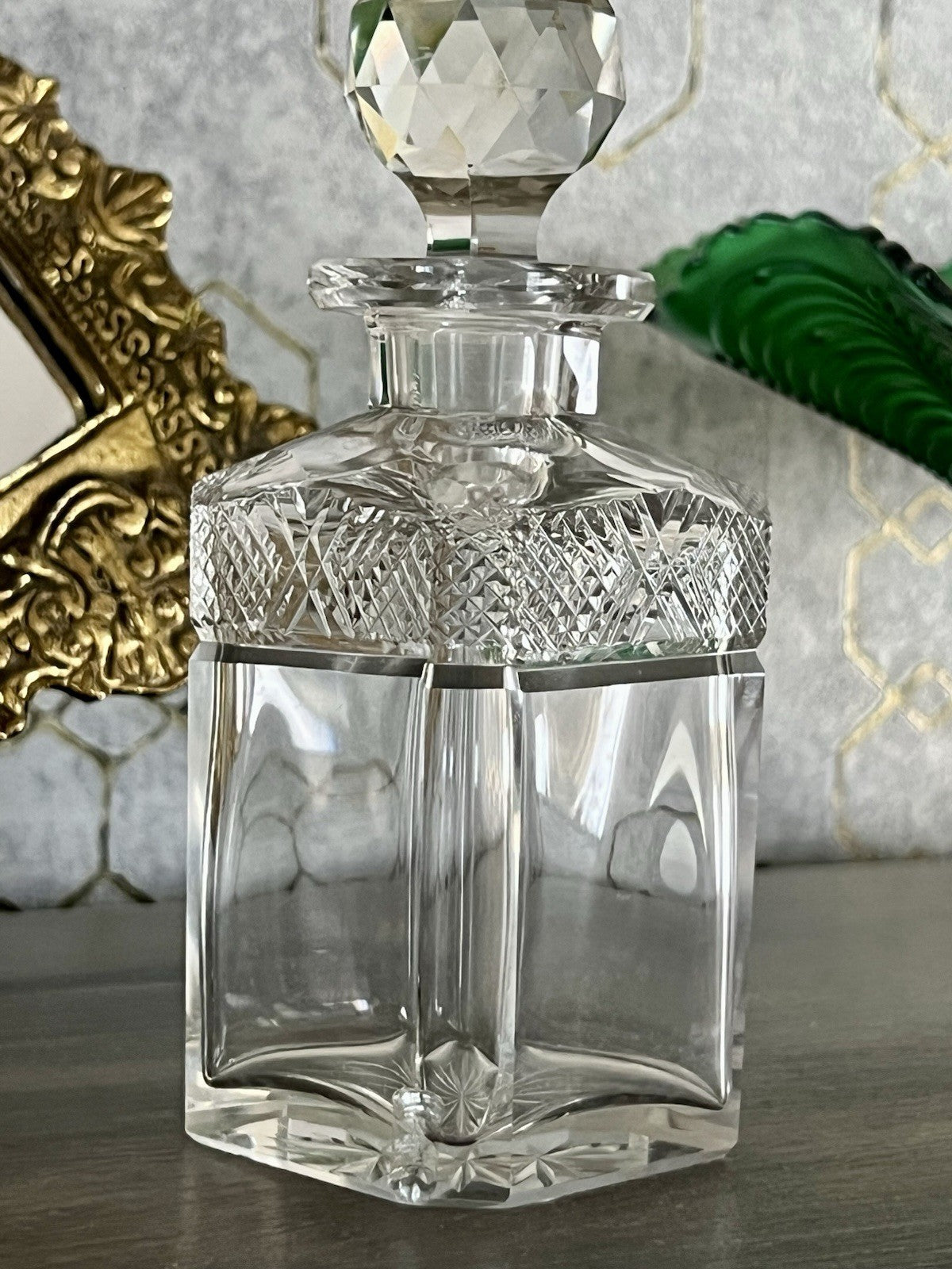 Antik Baccarat 1x Flakon Parfüm kleine Glaskaraffe Schnitt Bleikristall