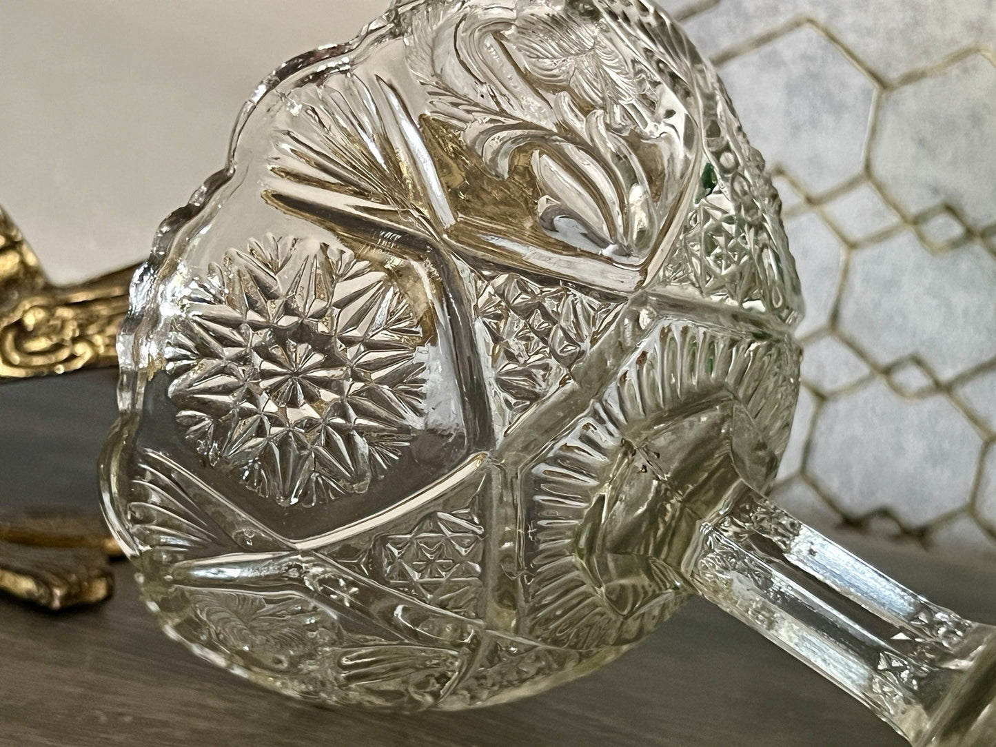 Antik Jugendstil Pressglas Glas Fußschale Schale Zuckerschale