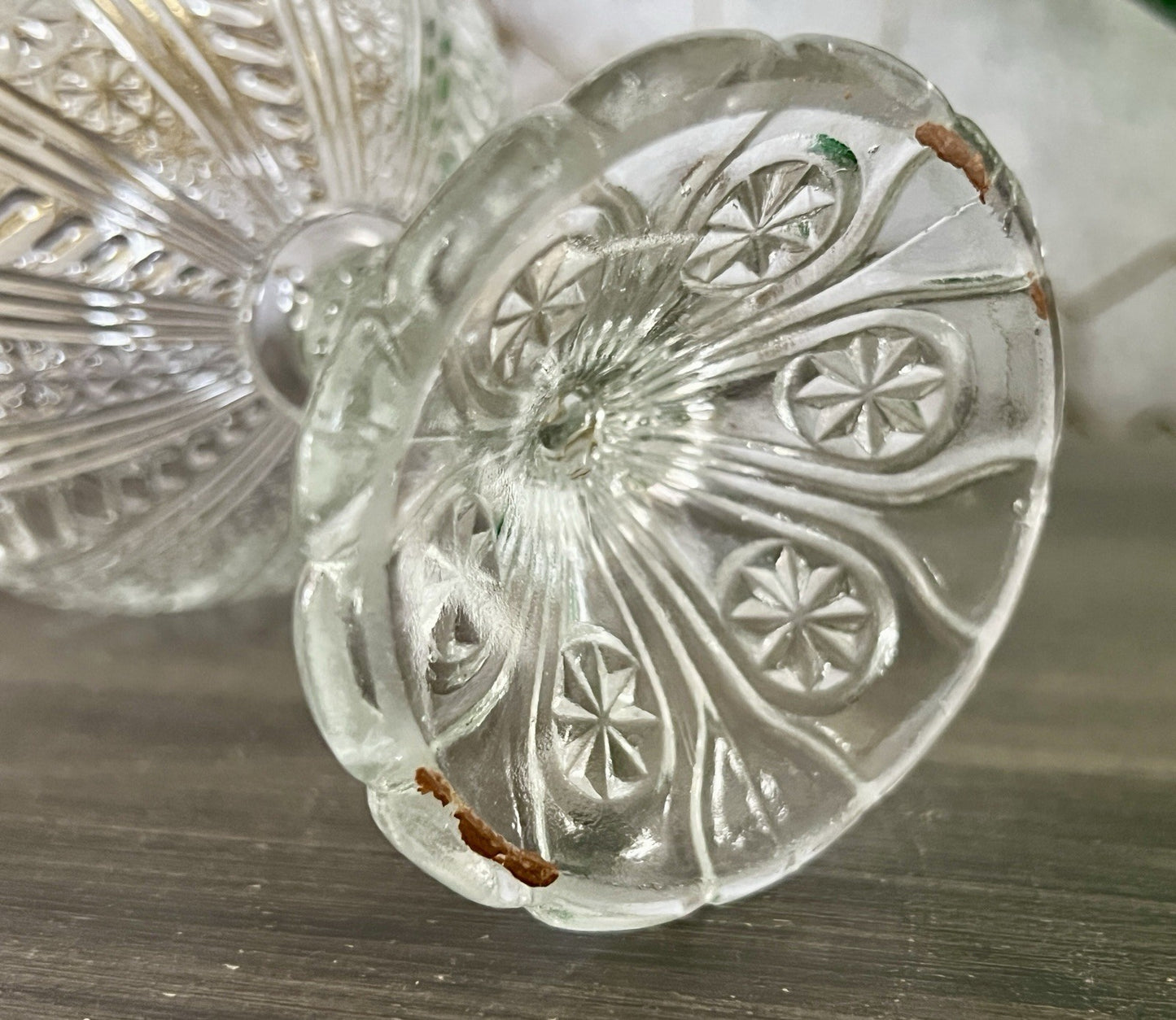 Antik Jugendstil Art Déco Pressglas Glas Fußschale Schale Zuckerschale