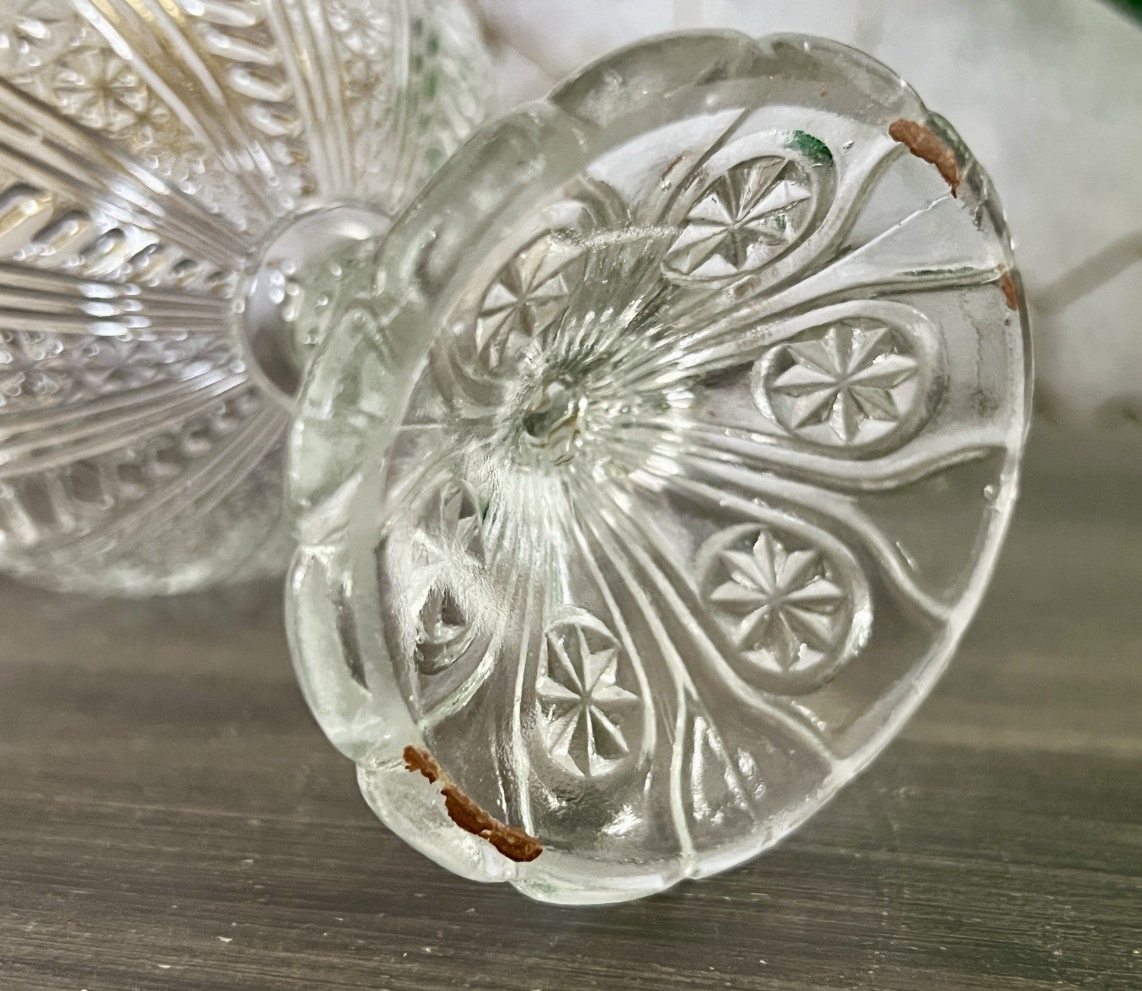 Antik Jugendstil Art Déco Pressglas Glas Fußschale Schale Zuckerschale