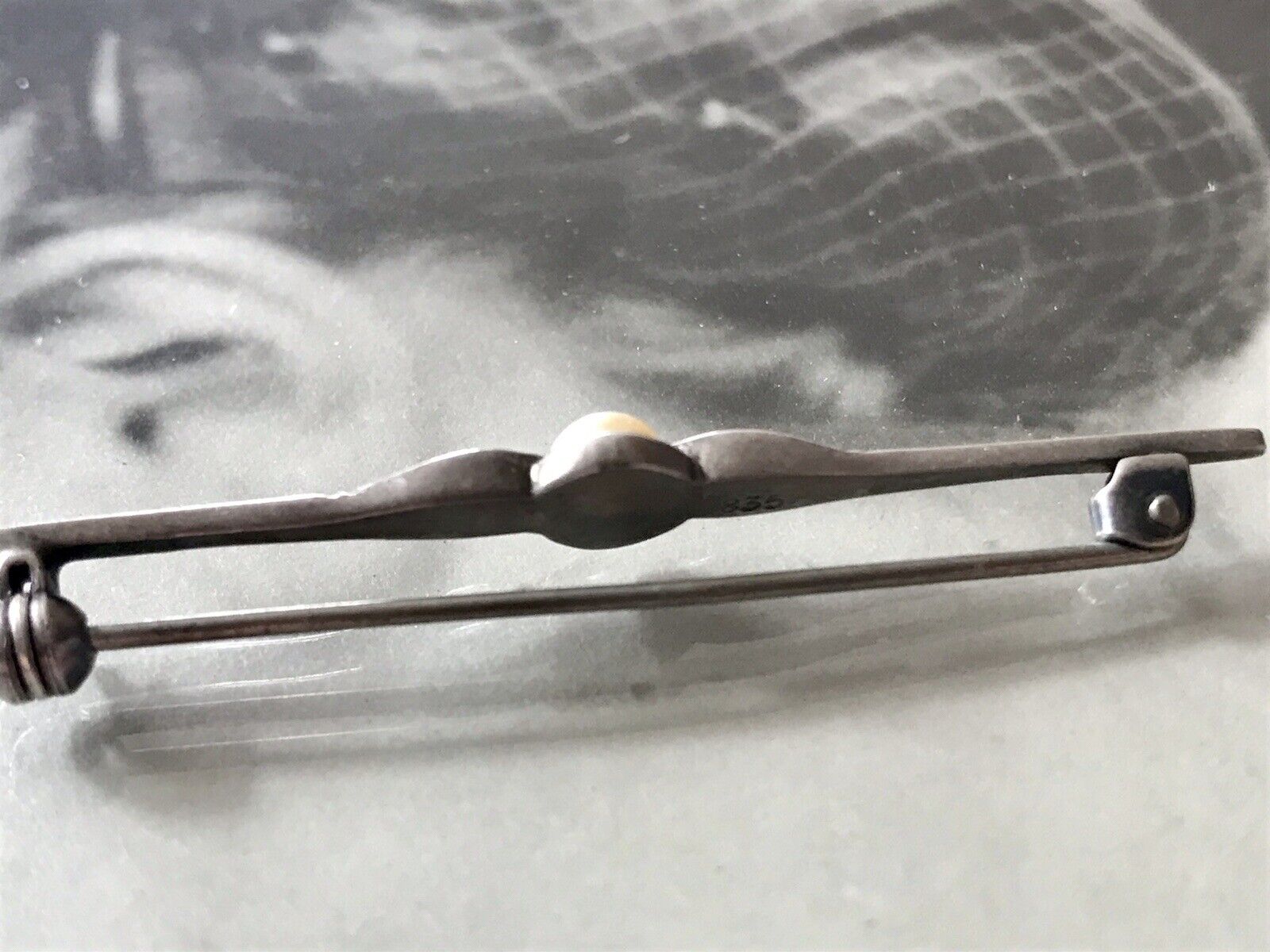 Antik Art Déco Edel Stabbrosche 835 Silber Brosche Markasiten Perle So Schön!