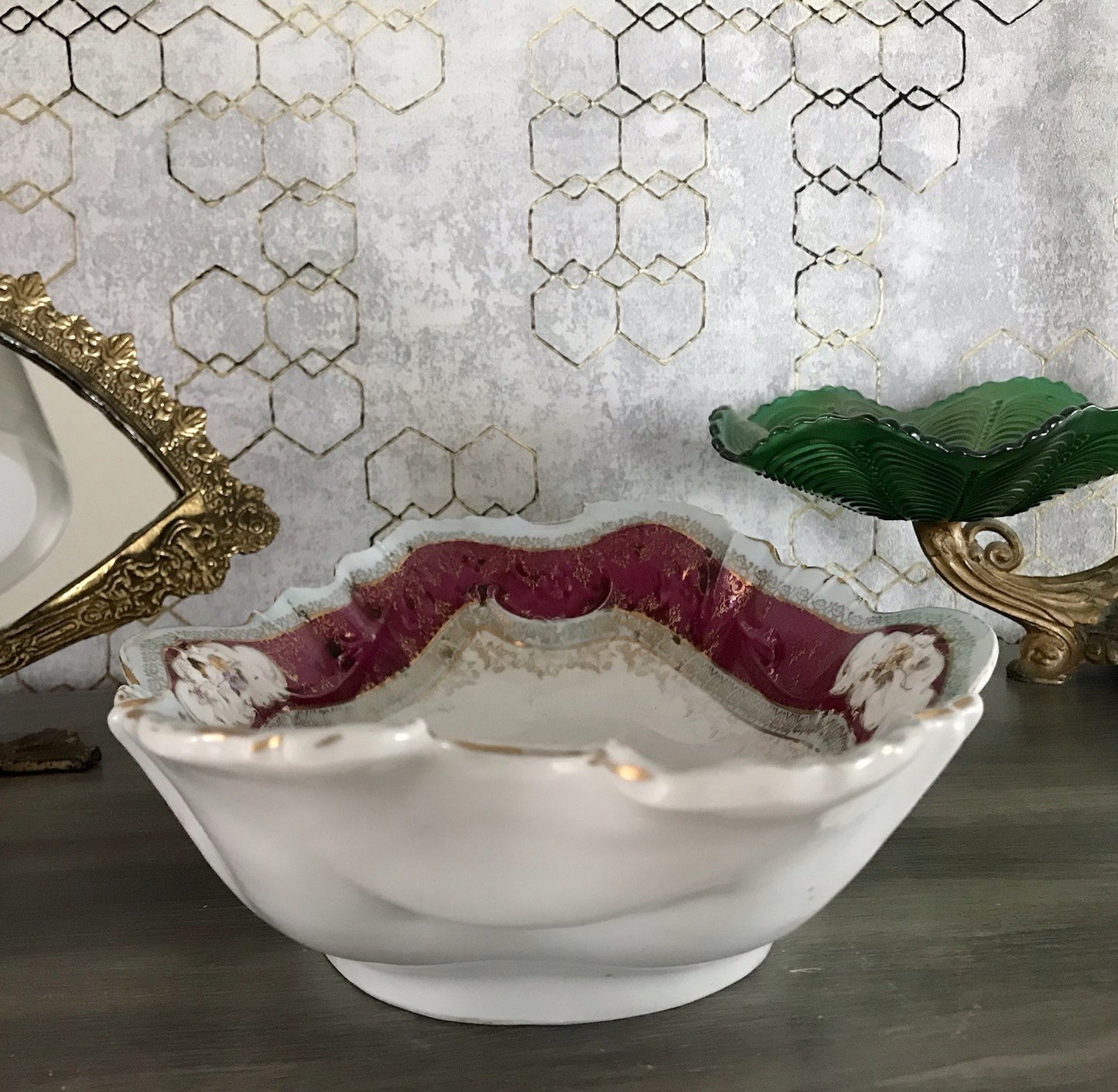 Antik Carl Tielsch Porzellan Schale Zierschale ~ 1870 Maria Leszczynska Porträt