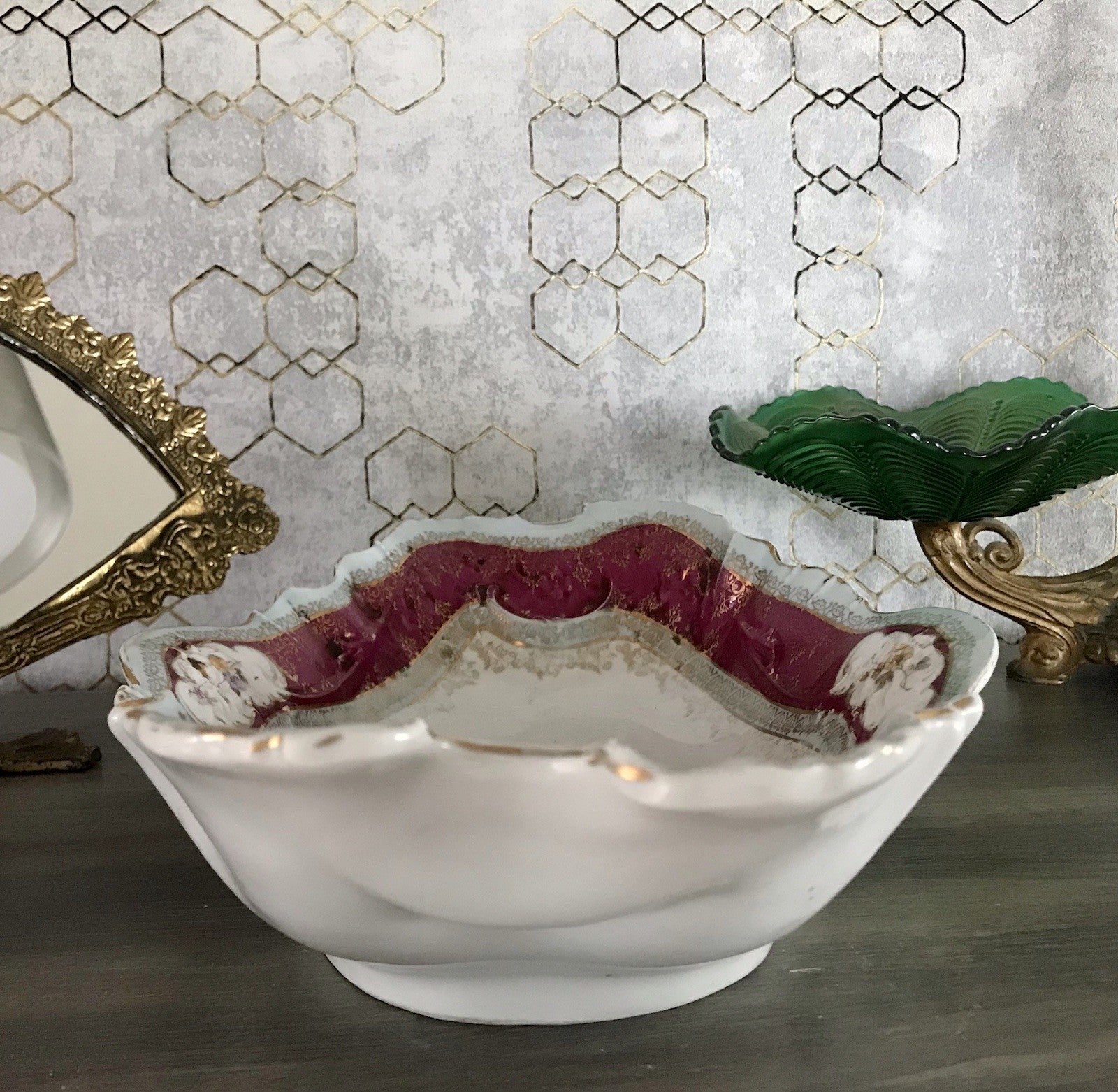 Antik Carl Tielsch Porzellan Schale Zierschale ~ 1870 Maria Leszczynska Porträt