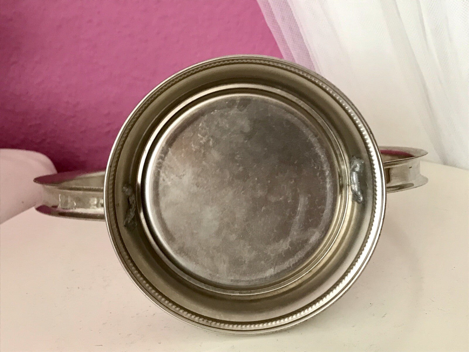 Antik Art Déco Schale Tafelaufsatz Pressglas Metallmontur Korb