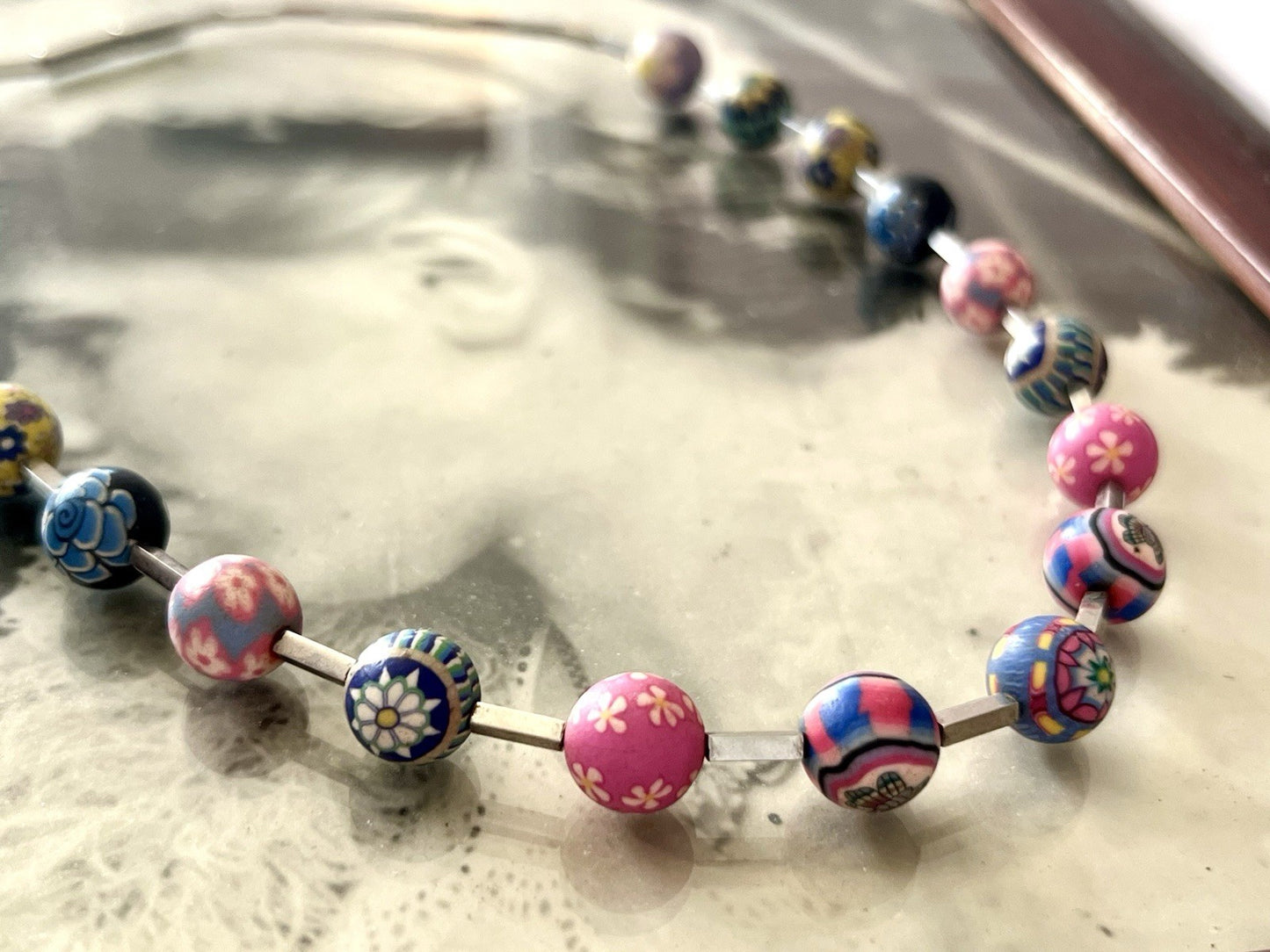 Swatch Bijoux Pila Halskette Damen Mädchen Edelstahl bunte Polymer Perlen Kette
