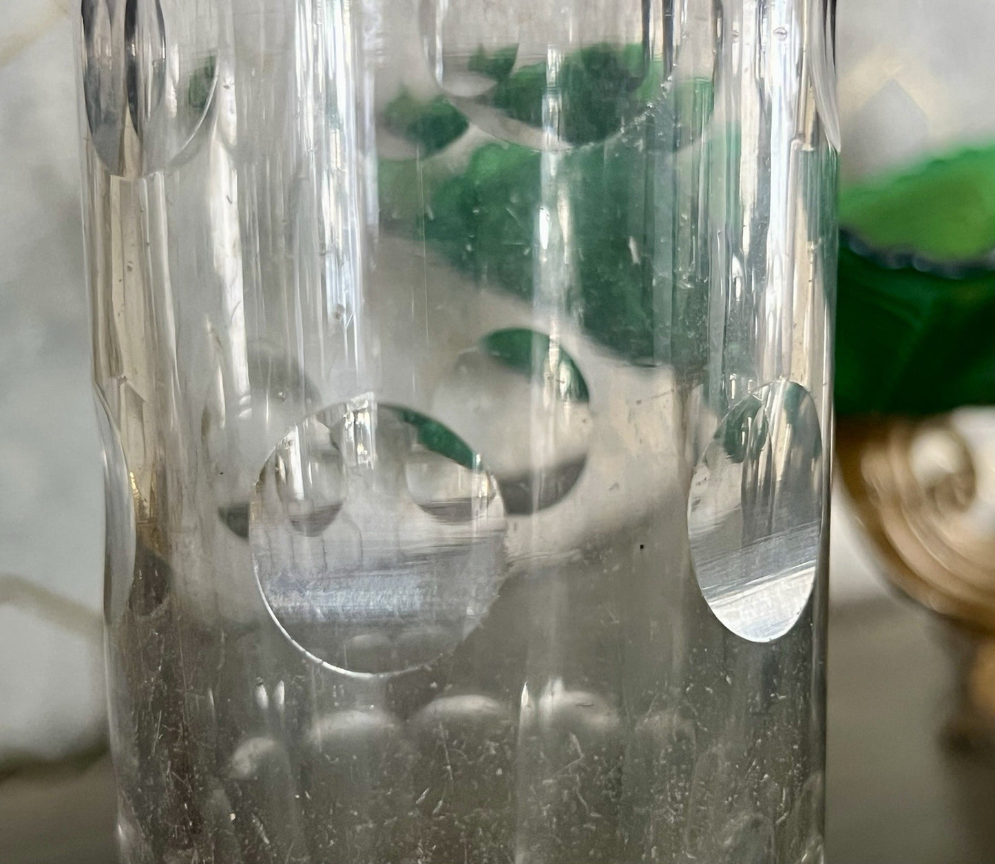 Antik ~1870 2 hohe Becher Gläser Glas Schälschliff  Oliven Eichstrich Dubben?