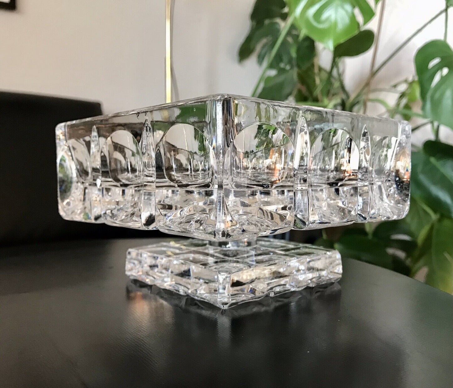 Alt Vintage 60er Bleikristall Schale Glasschale Kristallglas m. Fuß Glas Schwer