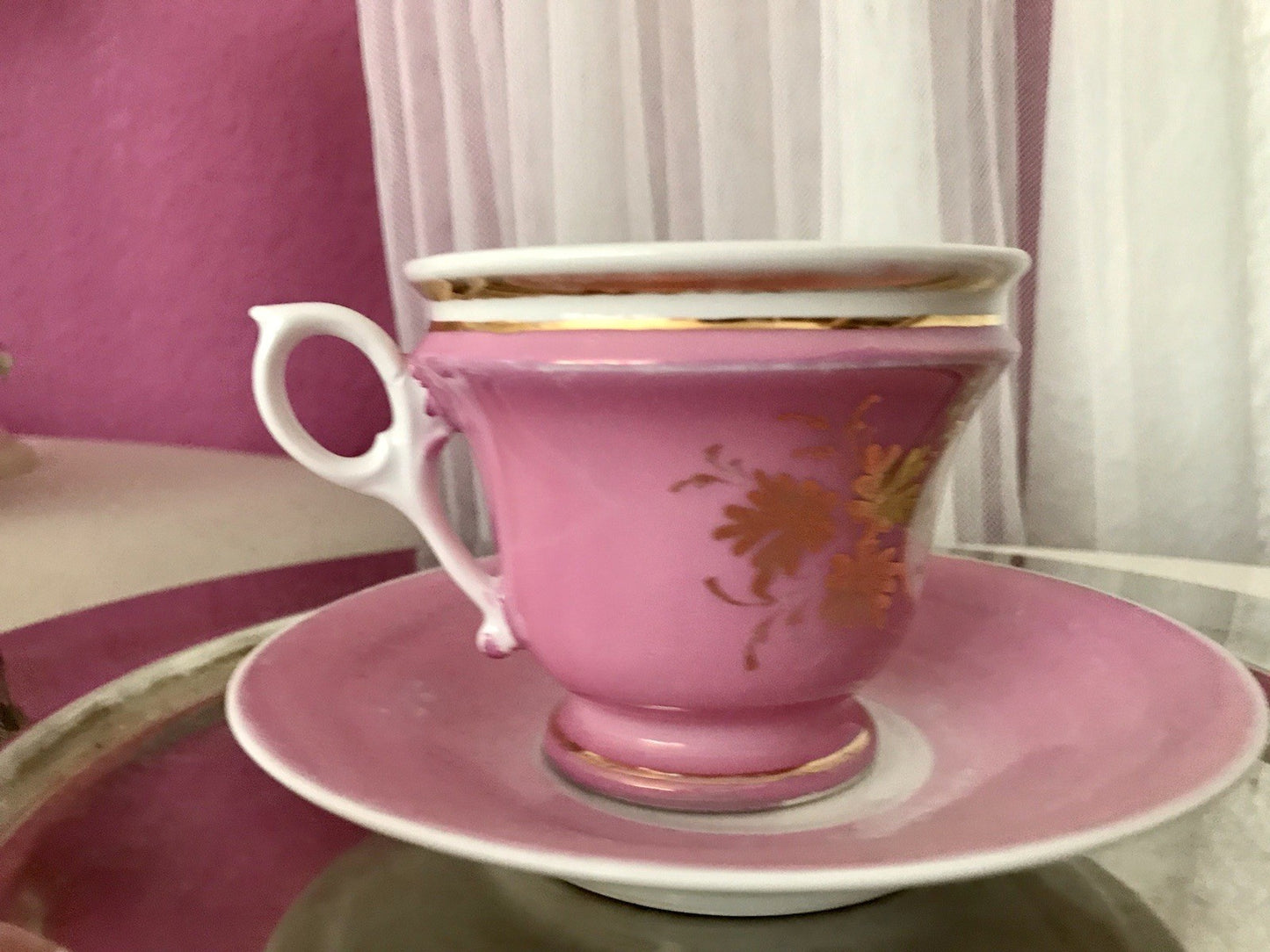 Antik Porzellan Andenken Becher Gedeck Sammeltasse Tasse „Zum Andenken“ Tielsch