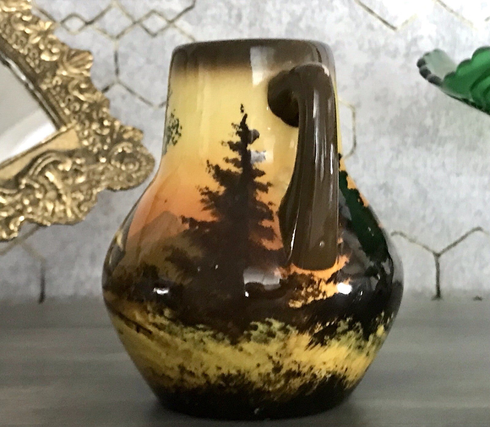 Antik  Keramik Majolika Schramberg  Vase Väschen handbemalt