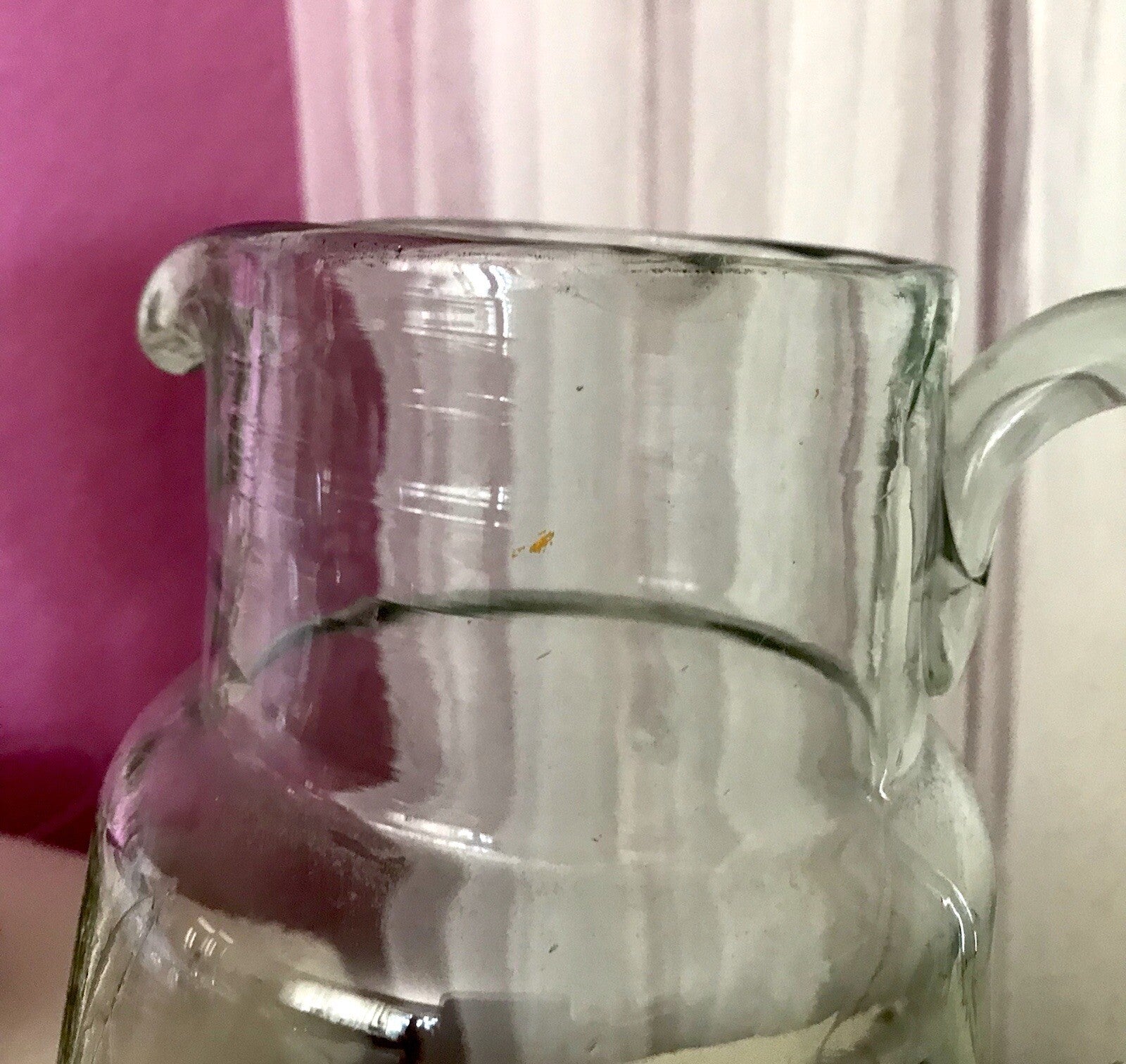 Antik groß Krug Glas Karaffe Kanne Wasserkrug Glas mundgeblasen light türkis