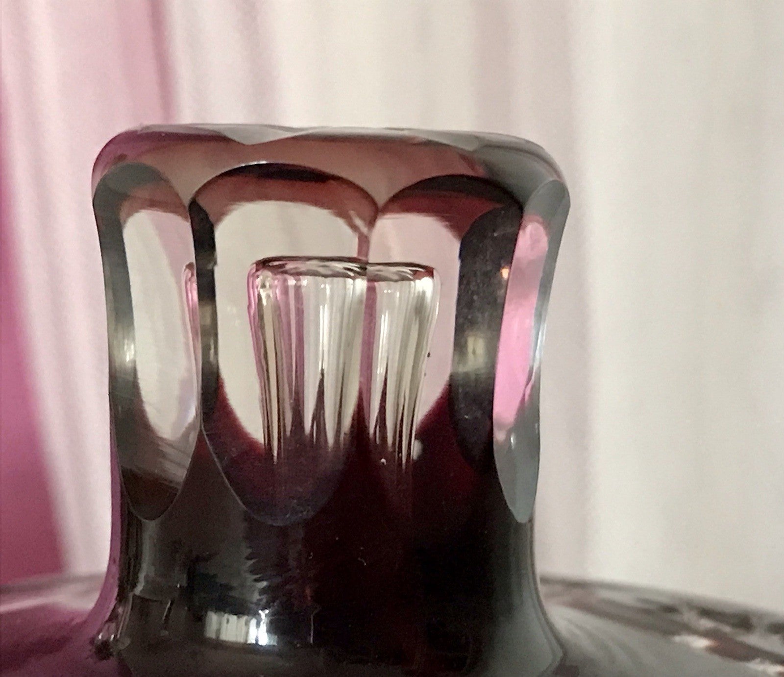 Vintage EDEL Glasdose Deckeldose Bonboniere Kristallglas Schliff Rubin Rot