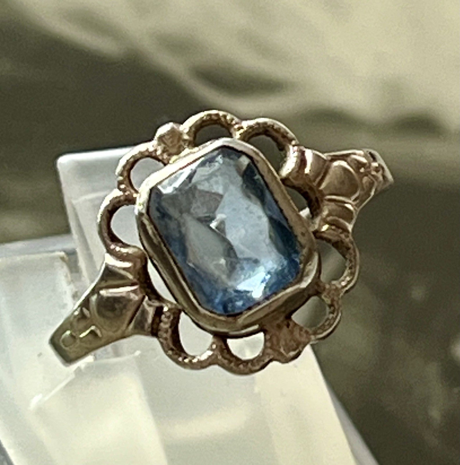 Antik Jugendstil blauer Stein DAMEN RING 835 Silber SUPER Gr.51