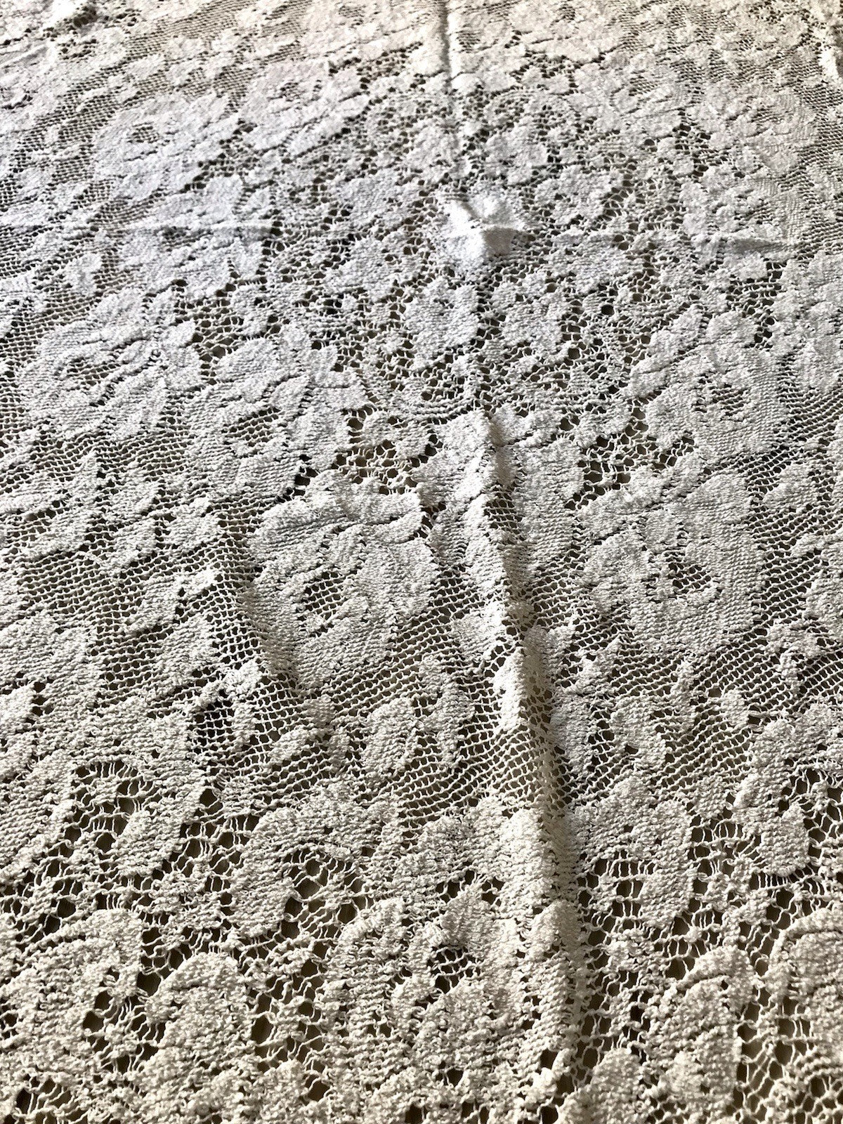 Antik Filetspitze Tischdecke Rund oval weiß Baumwolle Spitze Landhaus