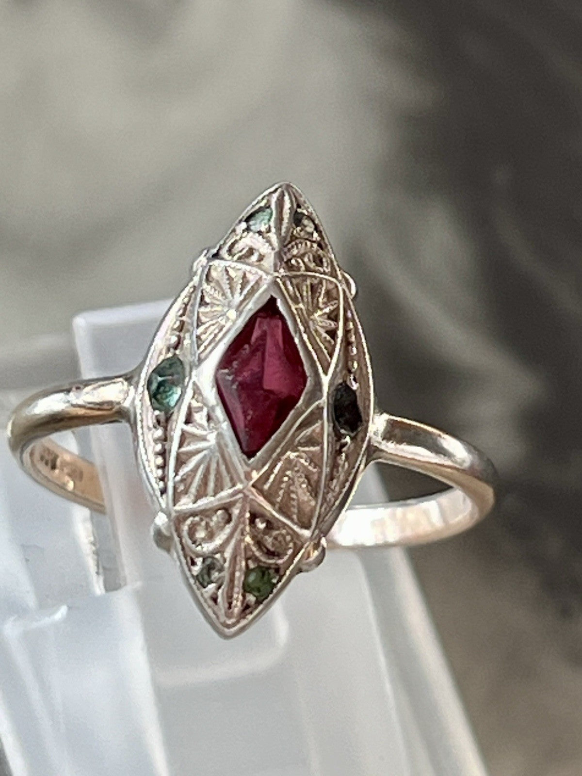 Antik Art Déco Damen Ring bunte Steine Silber 800 Gr.51/52