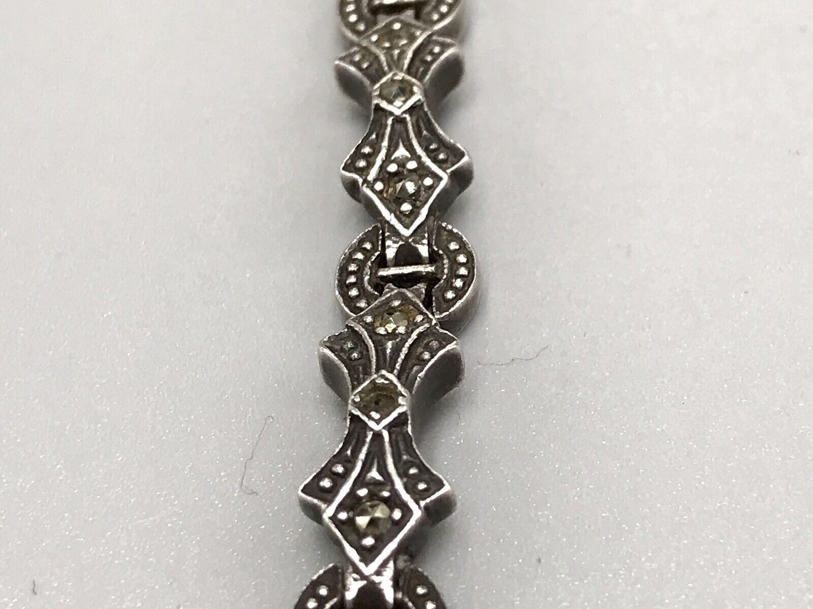 Vintage EDEL!!! Art Déco Stil 925 Silber Armbanduhr Damen Markasite wundervoll!