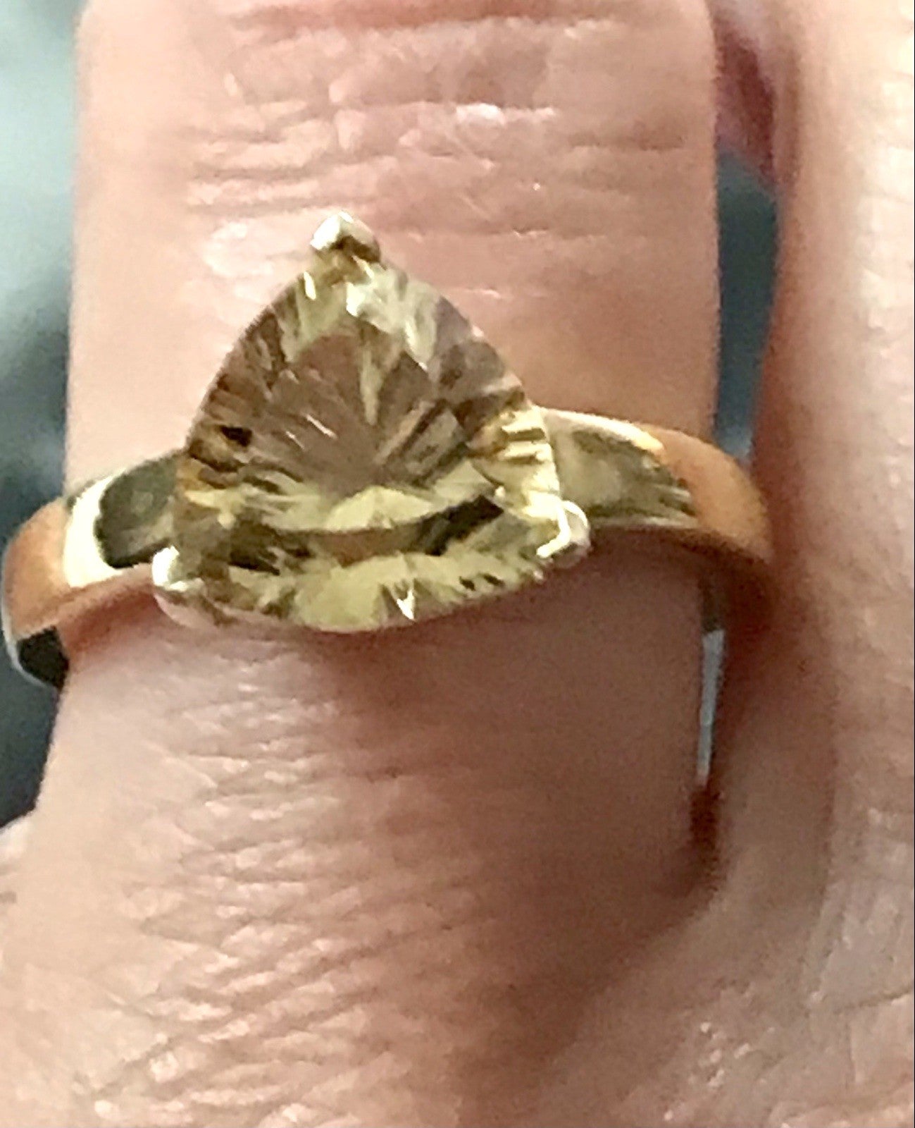 Vintage Ring Citrin? gelber Stein 925 Silber vergoldet Gr.57 18,1