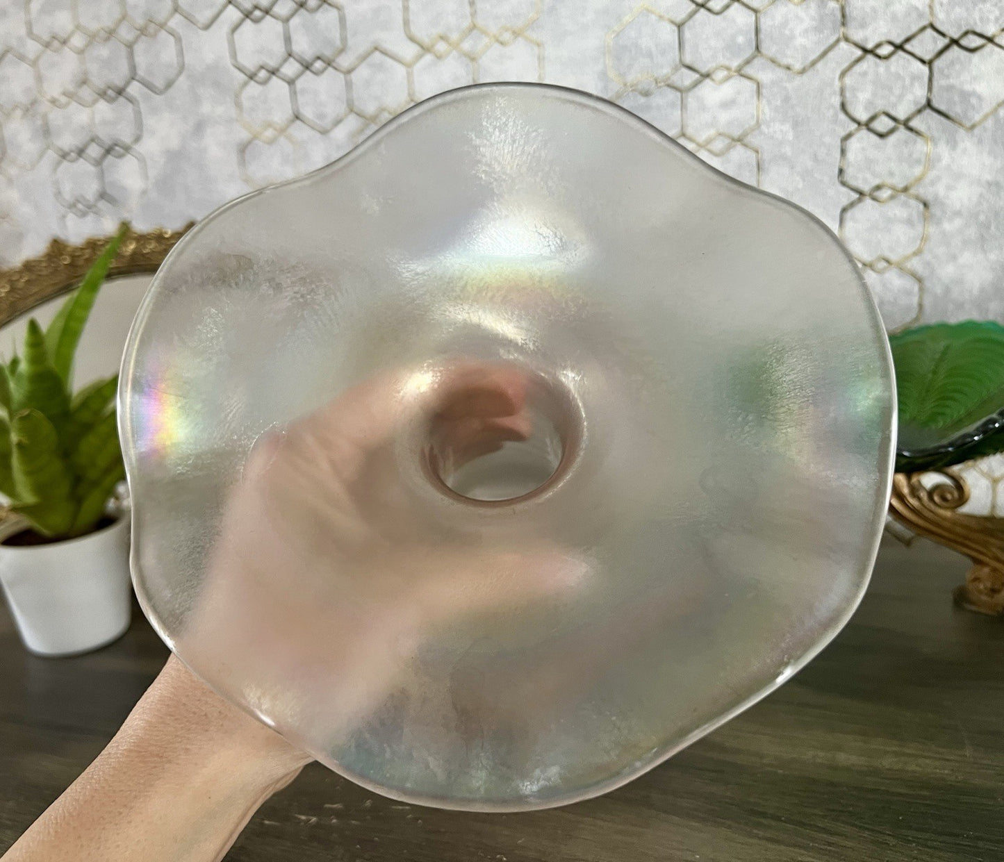 Vintage Glasvase Glaskunst Vase edel Glashütte Eisch ? irisierend schillernd