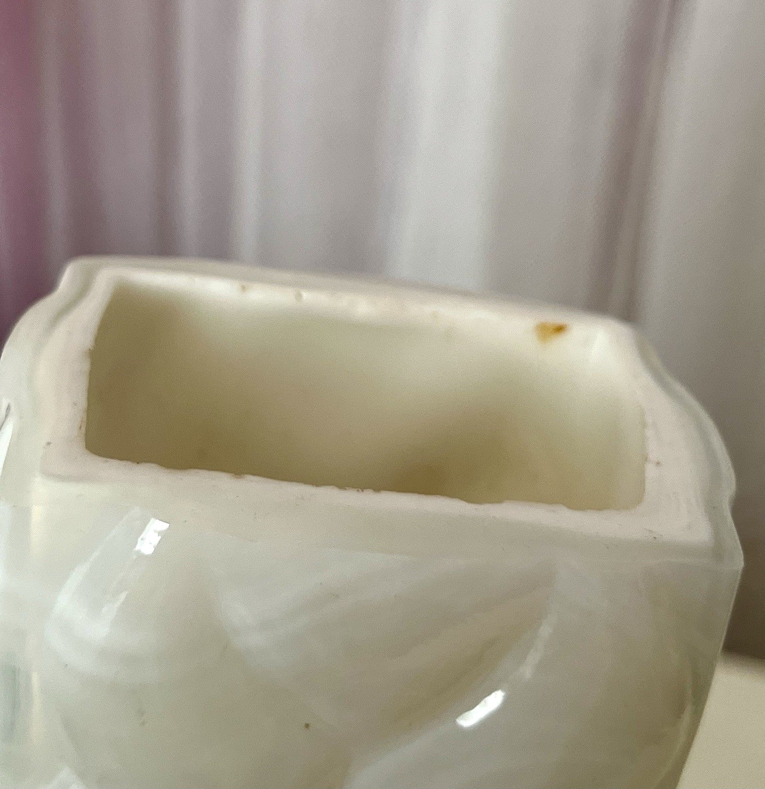 Vintage 60er Jahre MCM Glasvase Vase Glas Design Zopfmuster Blockvase weiß