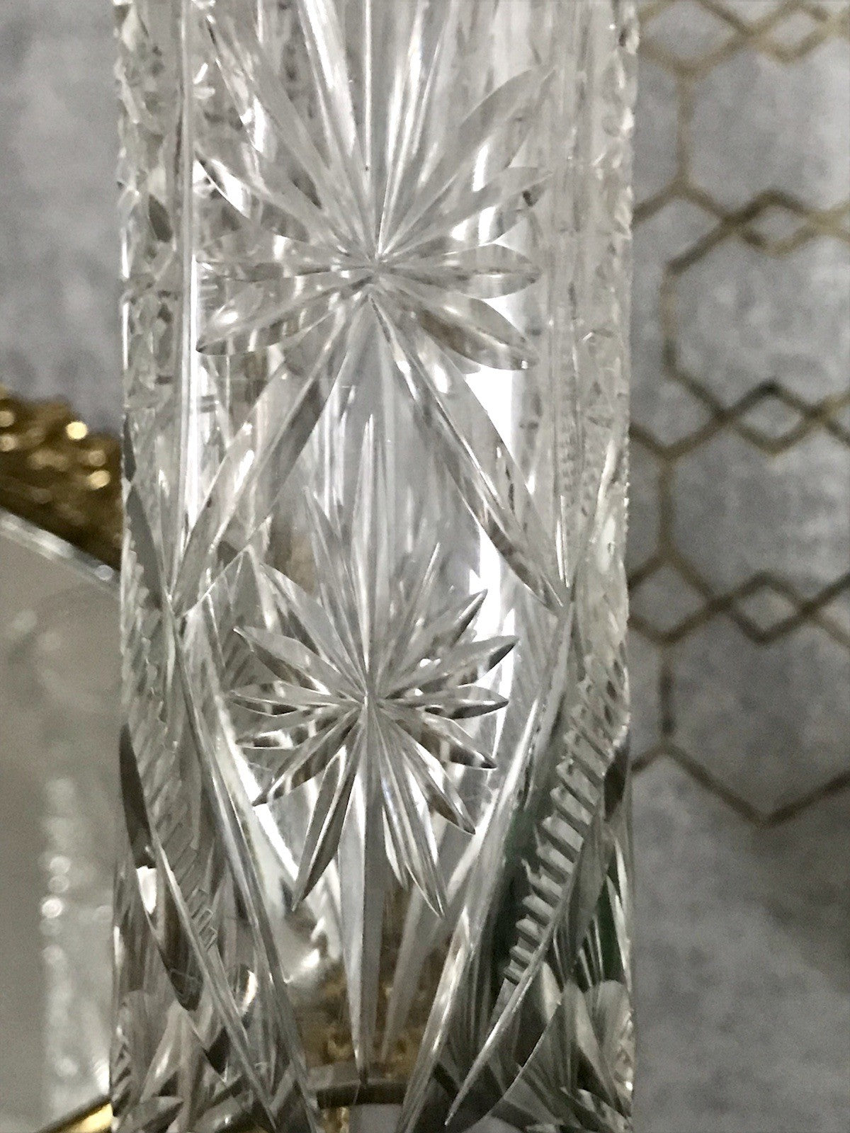 Antik Vase Glasvase Kristallglas geschliffen Jugendstil Art Déco