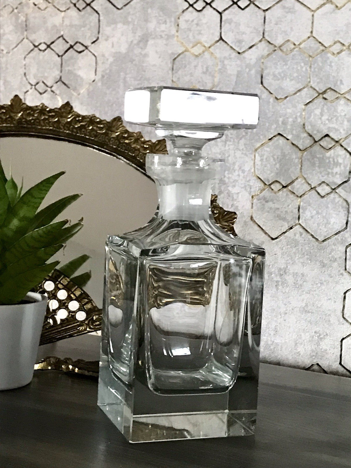 Antik ? Art Déco Kristallglas Design Moser? Posselt ? Karaffe EDEL geometrisch