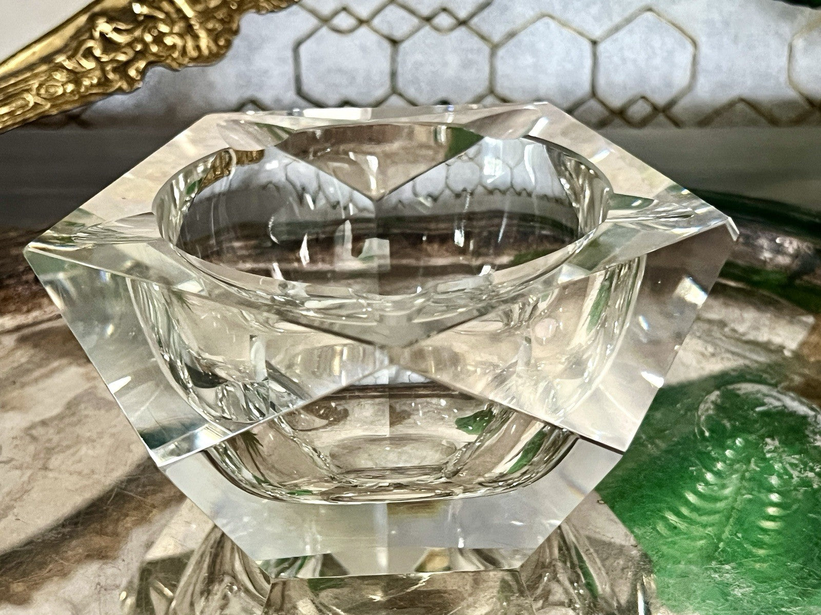 Art Déco Aschenbecher Designer  Ascher farblos Kristallglas EDEL Franz Burkert?