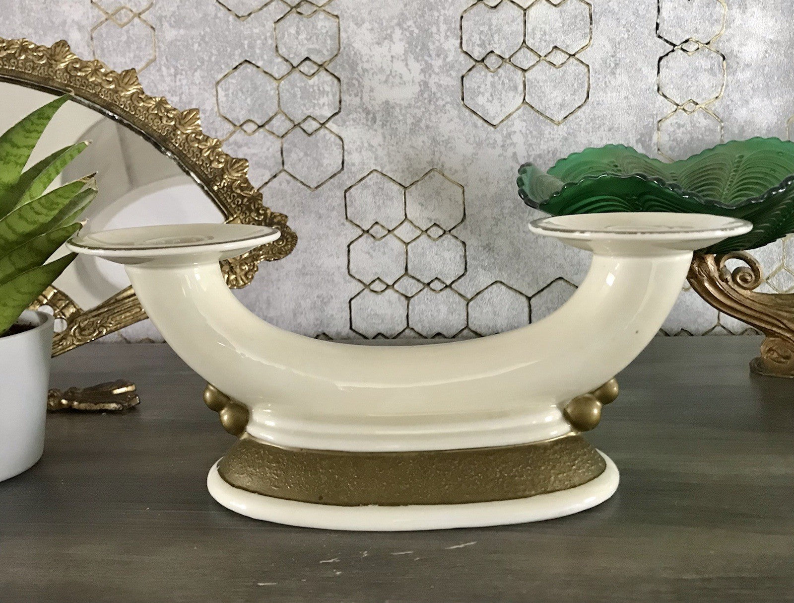 Antik Art Déco Porzellan Kerzenleuchter Neu-Tettau Edel Elfenbein