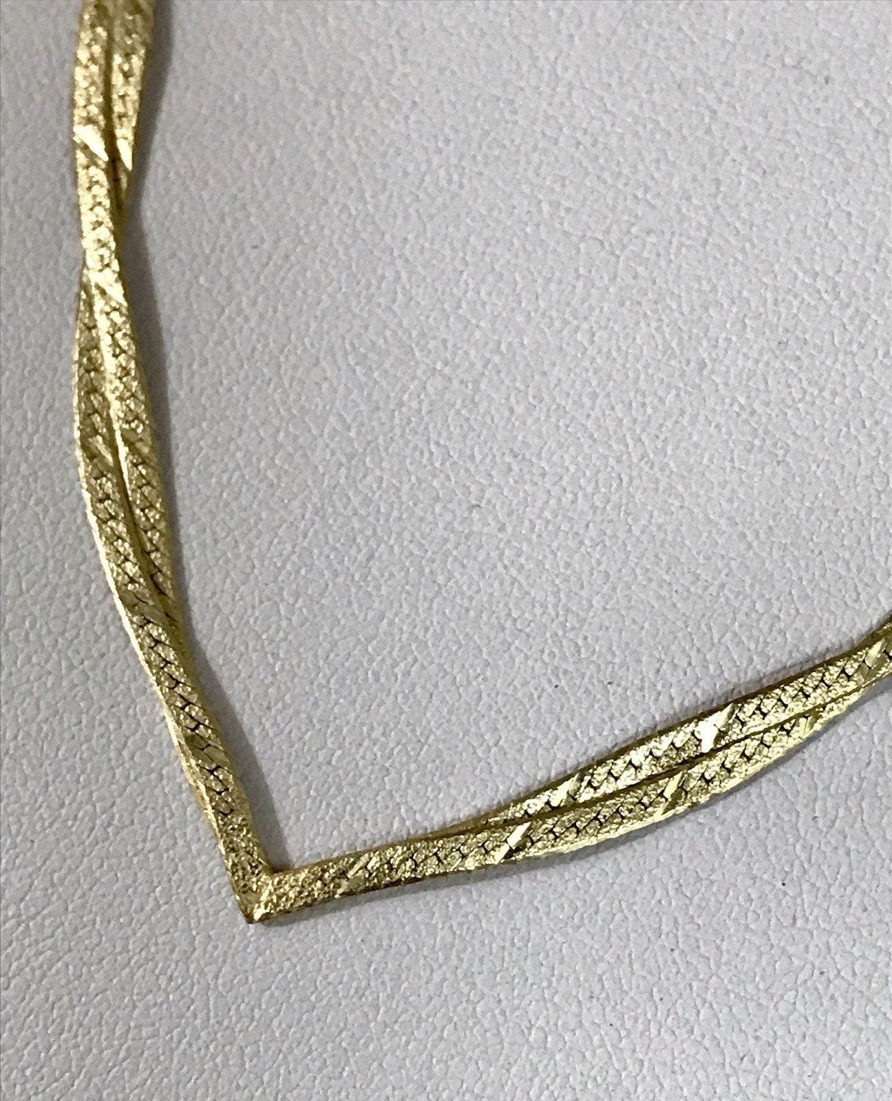 Alt Edel Vintage 925 Silber vergoldet Collier Halskette V-Form Schlangenmuster